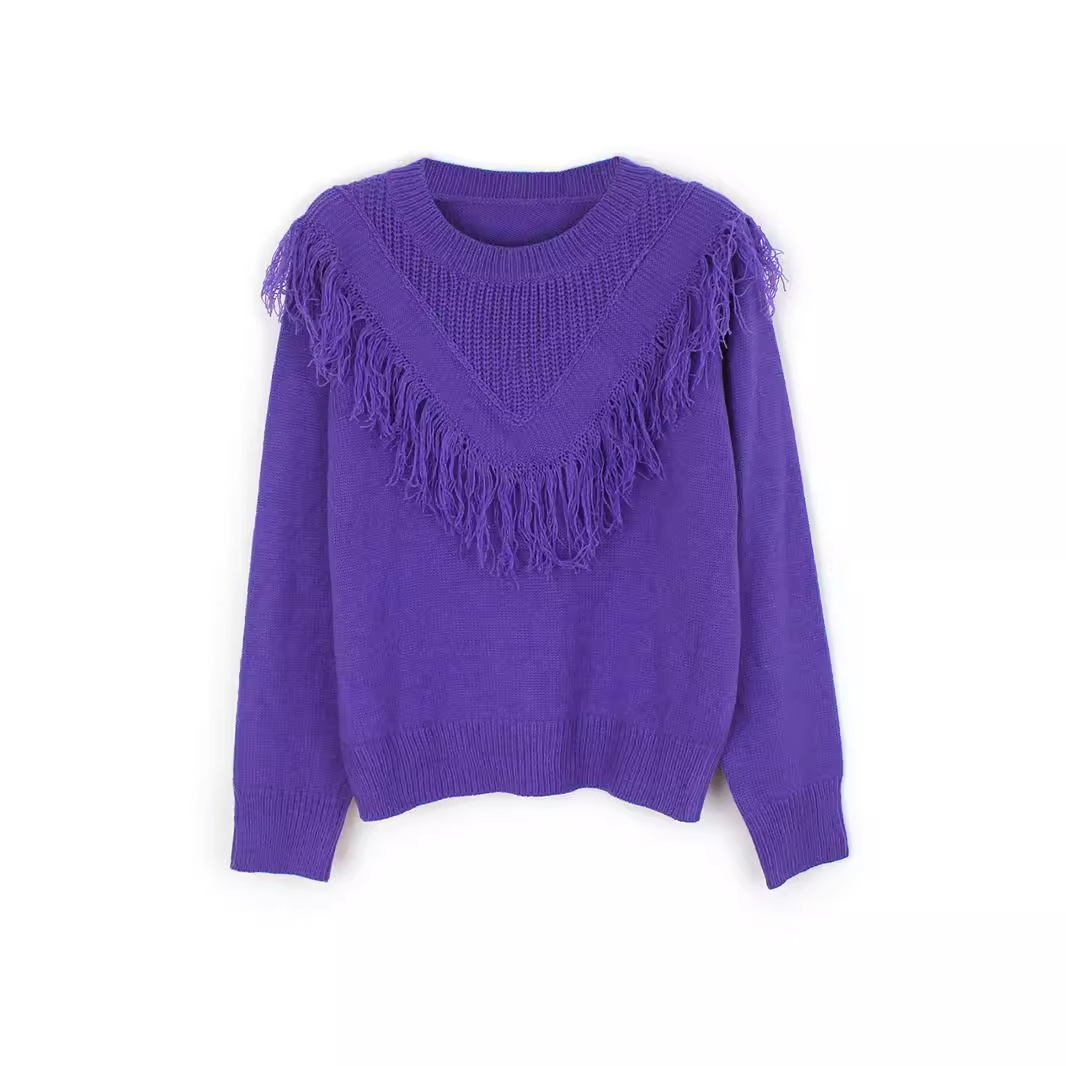 Suéter de punto para mujer, manga larga, cuello redondo, otoño invierno SSU-00047