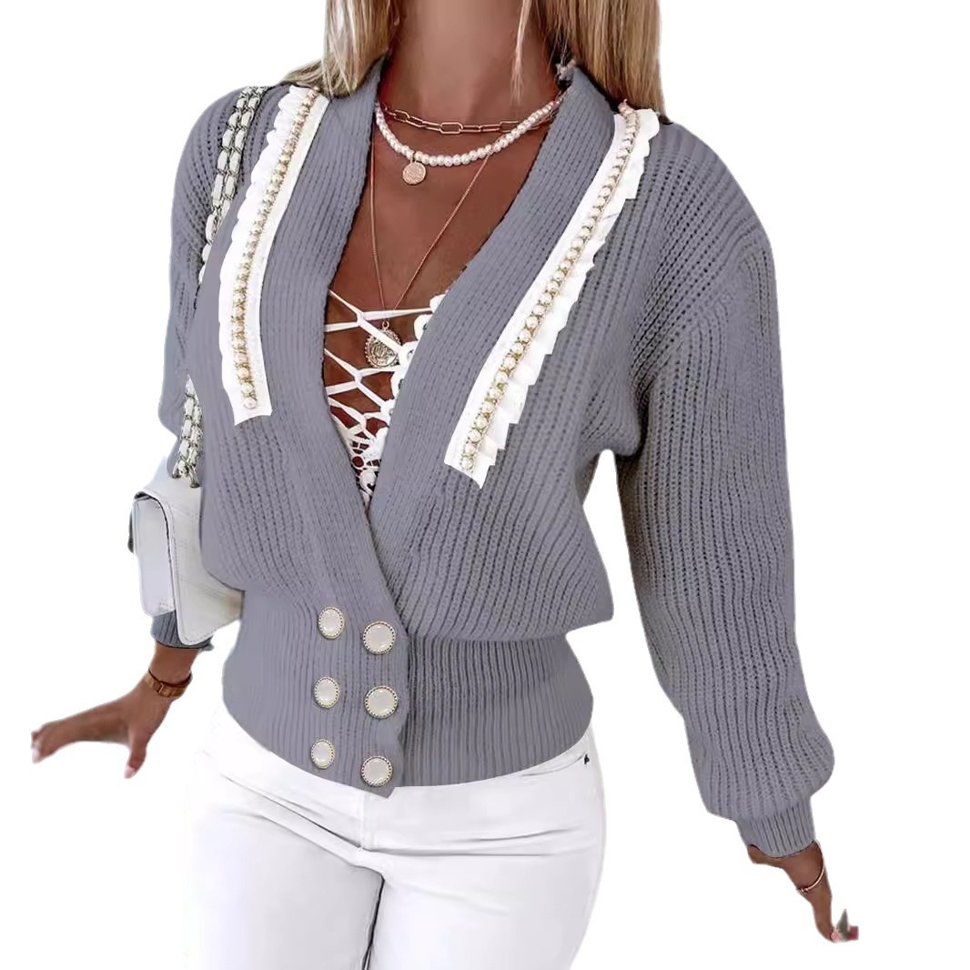 Wholesale Knit Cardigan Sweater - Long Sleeve Cropped Outerwear