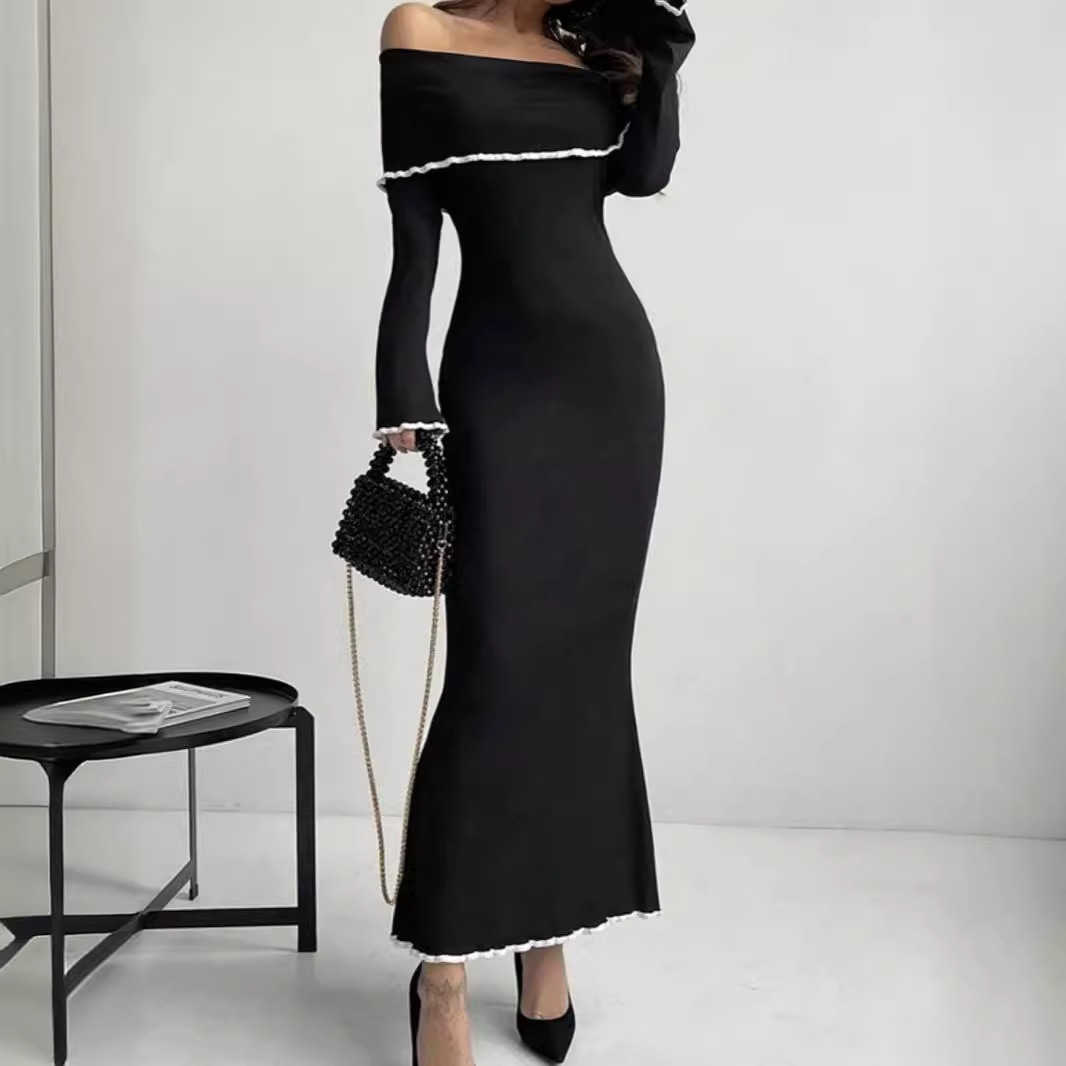 Women's Off Shoulder Sweater Dress Long Sleeve Spring Autumn