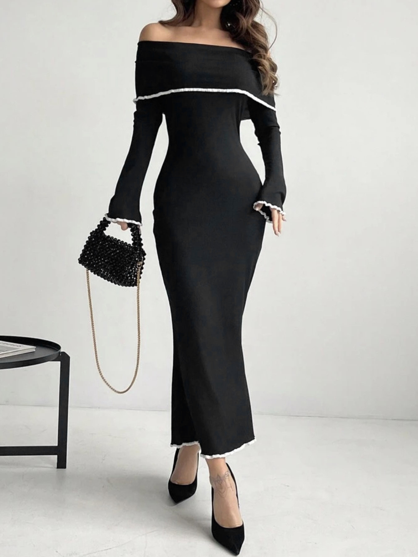 Women's Off Shoulder Sweater Dress Long Sleeve Spring Autumn