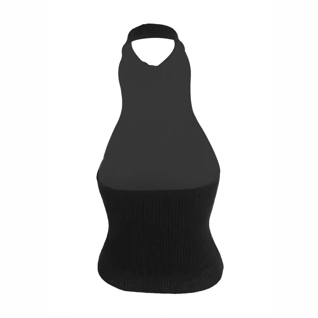 Knitted Sweater Vest Women's Sleeveless Halter Backless Top SSU-00050
