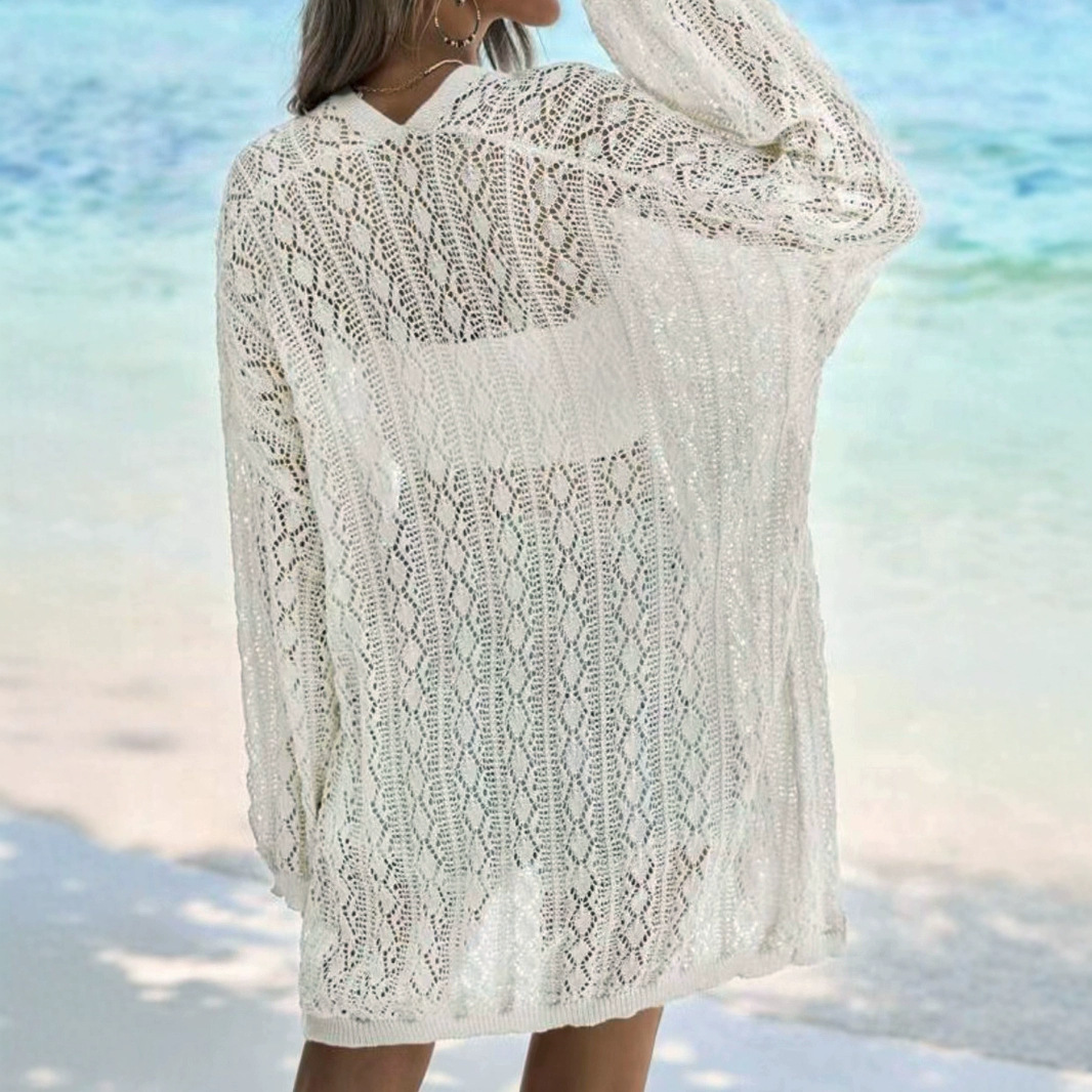 Knit Cardigan Open Front Crochet Beach Cover Up Summer