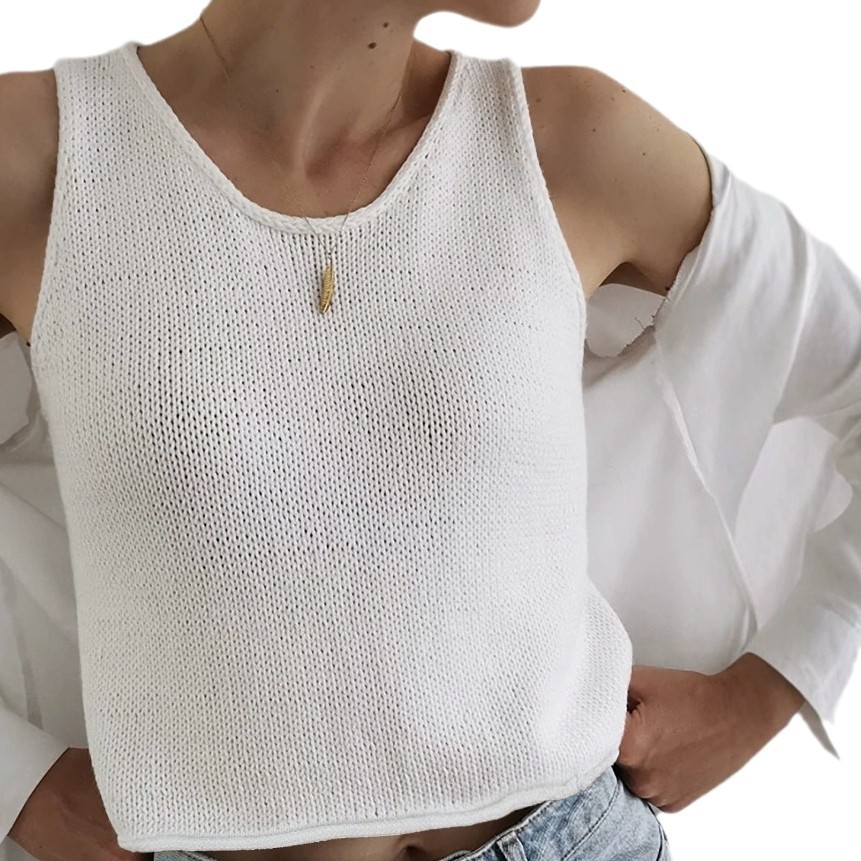 Women's Knit Sweater Vest - Sleeveless Cropped Pullover Top SSU-00042