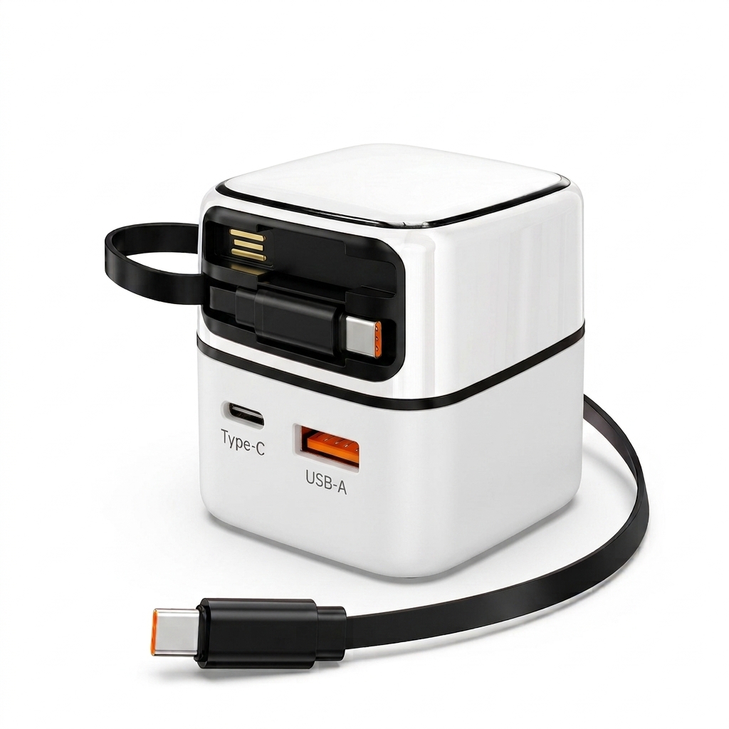 35W GaN Fast Charger with Retractable Type-C and Lightning