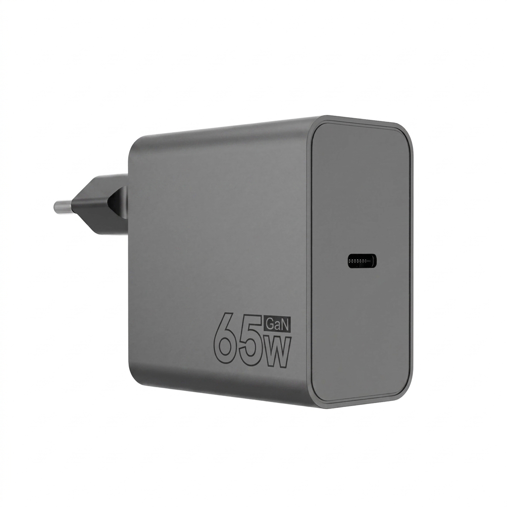 65W GaN Fast Charger, USB-C and USB-A Dual Port Wall Adapter