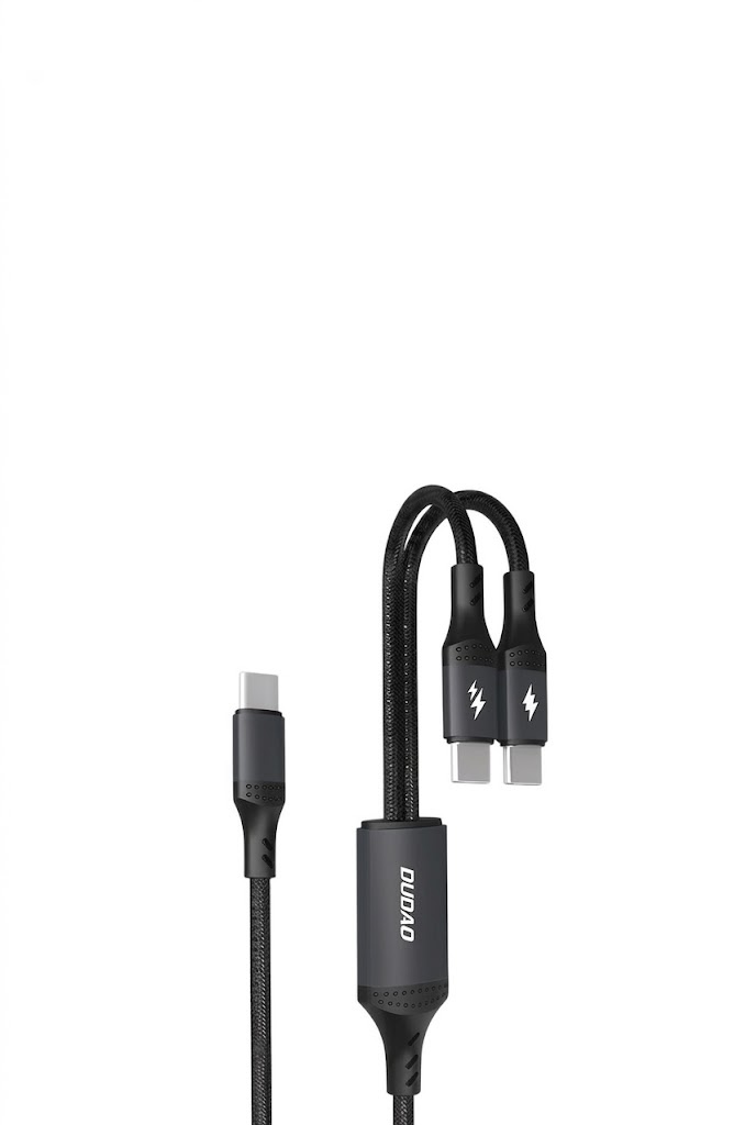 100W USB-C Fast Charging Cable 2-in-1 Type-C PD, Robust Braided Design, Universal Compatibility, Black