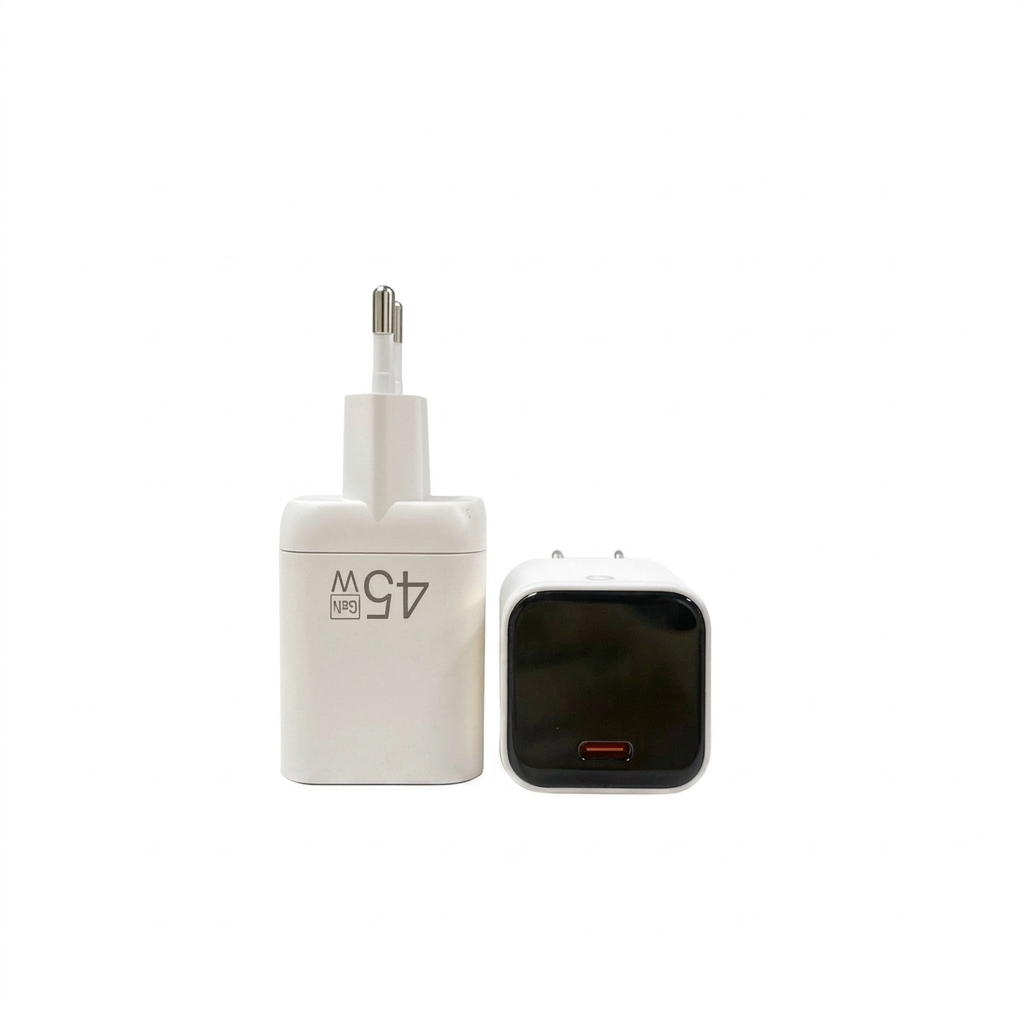 45W GaN Fast Charger with TFT Display and Foldable Plug