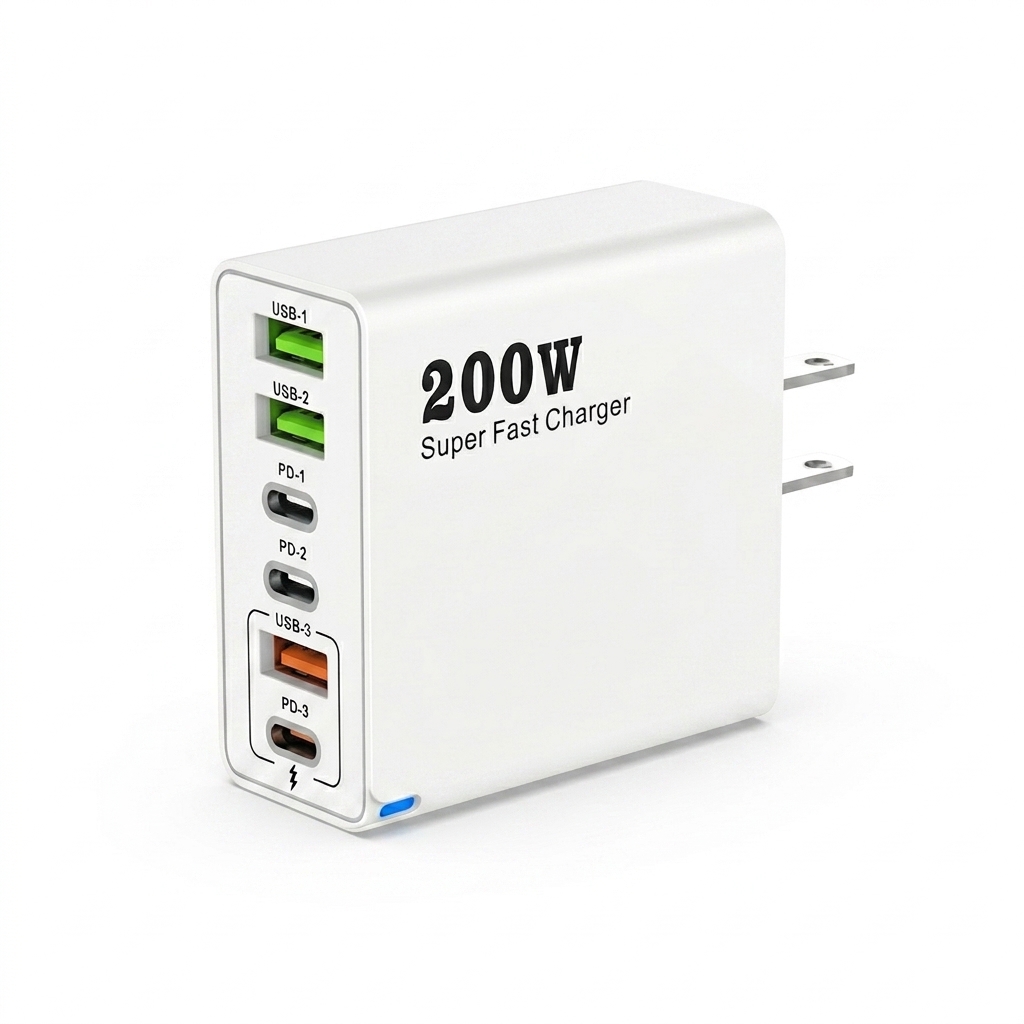 200W Super Fast Charger, Multi-Port USB-C PD Wall Adapter