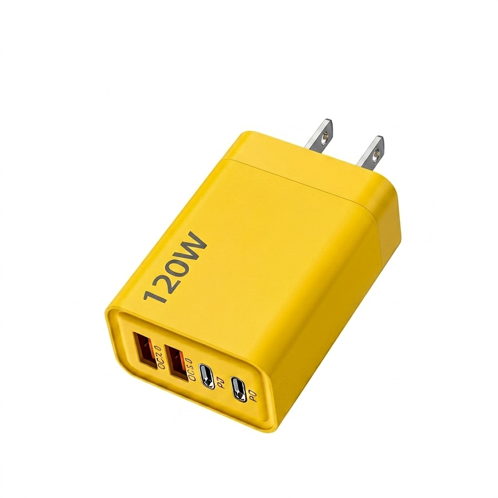 120W USB-C PD Fast Charger, 4-Port Wall Adapter for Travel