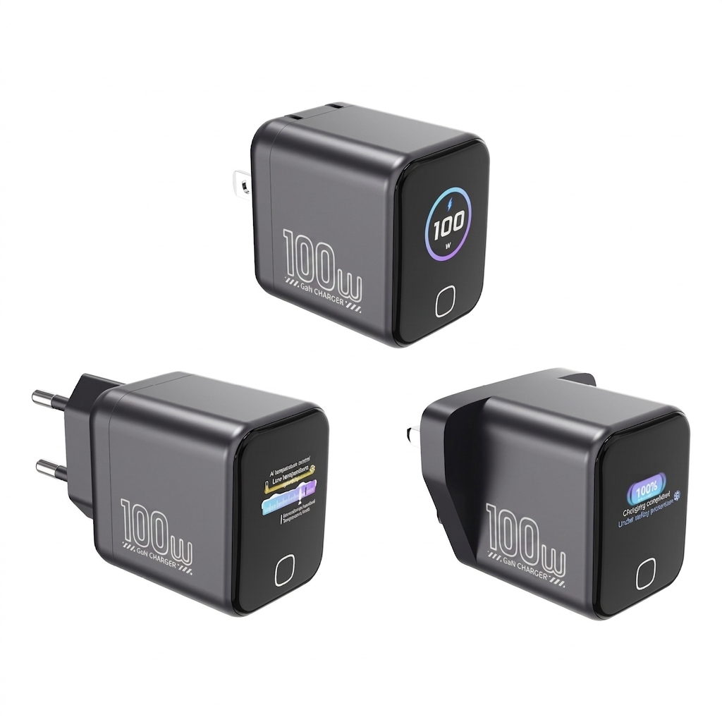 100W GaN Fast Charger with AI Smart Display and Multi-Port