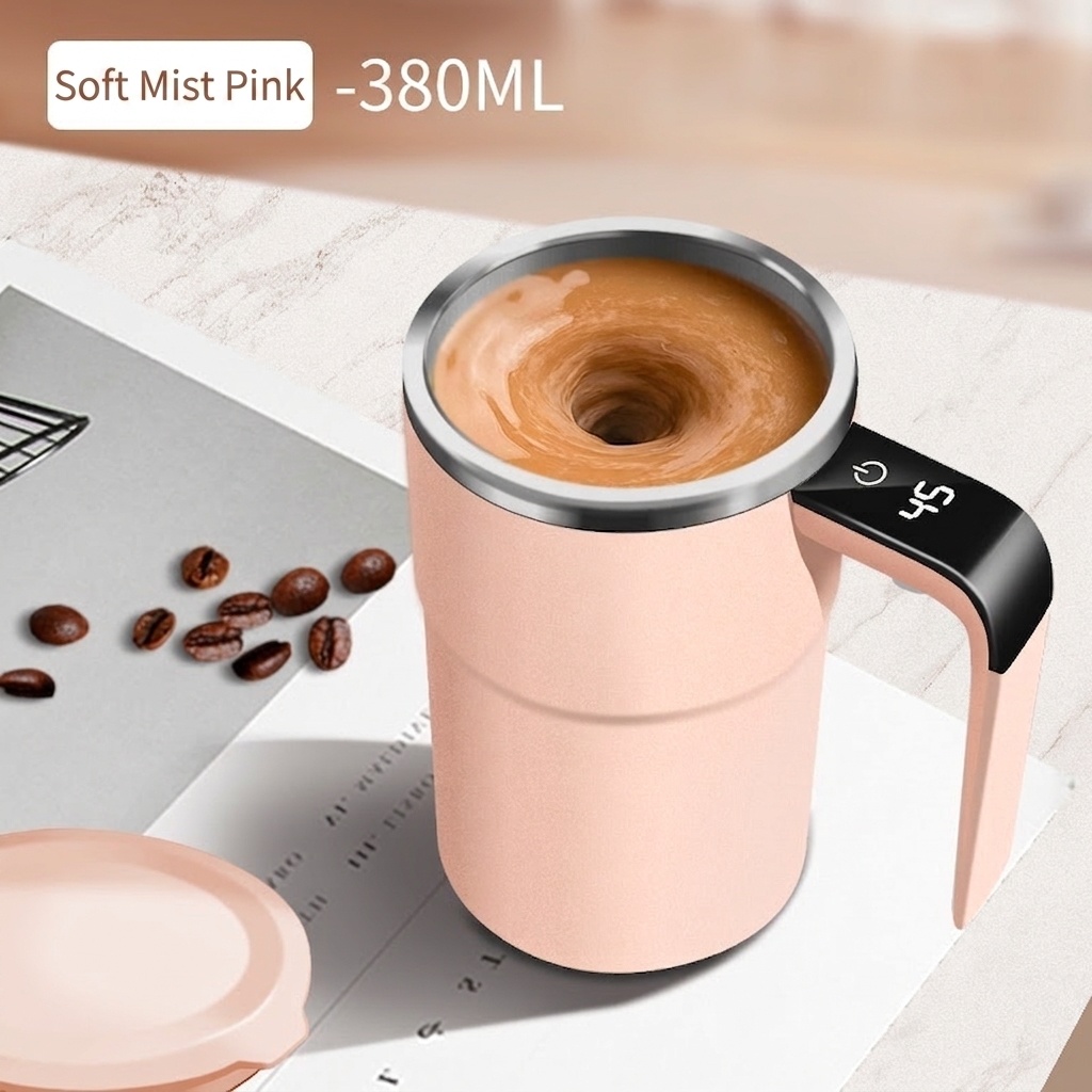 Intelligenter, selbstumrührender Kaffeebecher mit digitaler Temperaturanzeige, Edelstahl 304, wasserdicht (IP67), wiederaufladbar (Typ C), tragbarer, automatischer Magnetrührbecher