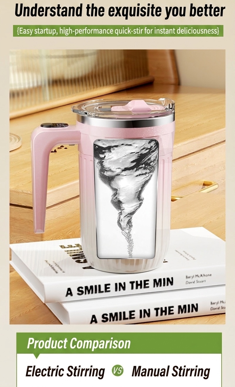 Automatischer 450-ml-Kaffeebecher mit Selbstumrührfunktion, 8000 U/min Magnetrührbecher, Edelstahl 316, USB-C-aufladbarer, tragbarer Reisebecher mit automatischer Rührfunktion
