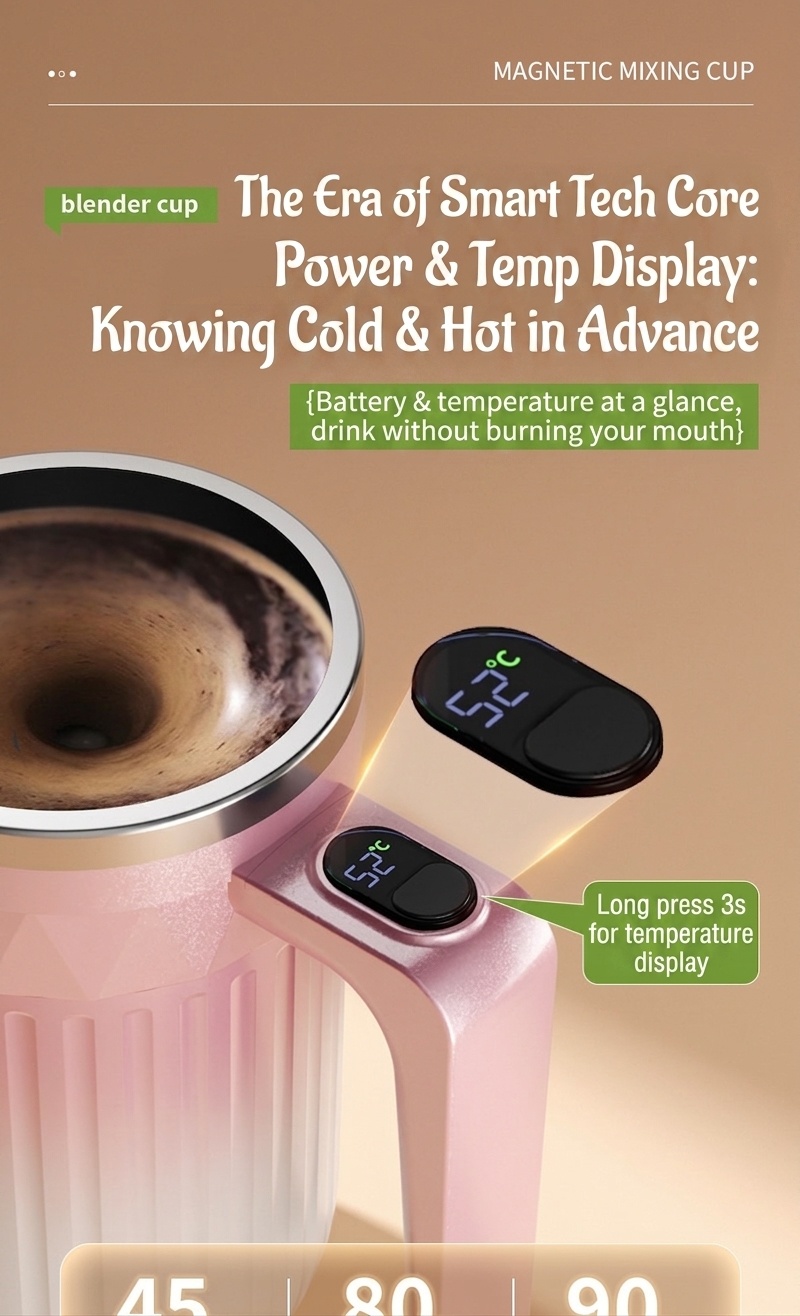 Automatischer 450-ml-Kaffeebecher mit Selbstumrührfunktion, 8000 U/min Magnetrührbecher, Edelstahl 316, USB-C-aufladbarer, tragbarer Reisebecher mit automatischer Rührfunktion