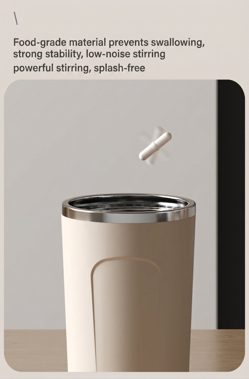 Automatischer 400-ml-Kaffeebecher mit Rührfunktion und intelligenter Temperaturanzeige, Edelstahl 304, wiederaufladbar über USB-C, 30 Tage Standby-Zeit