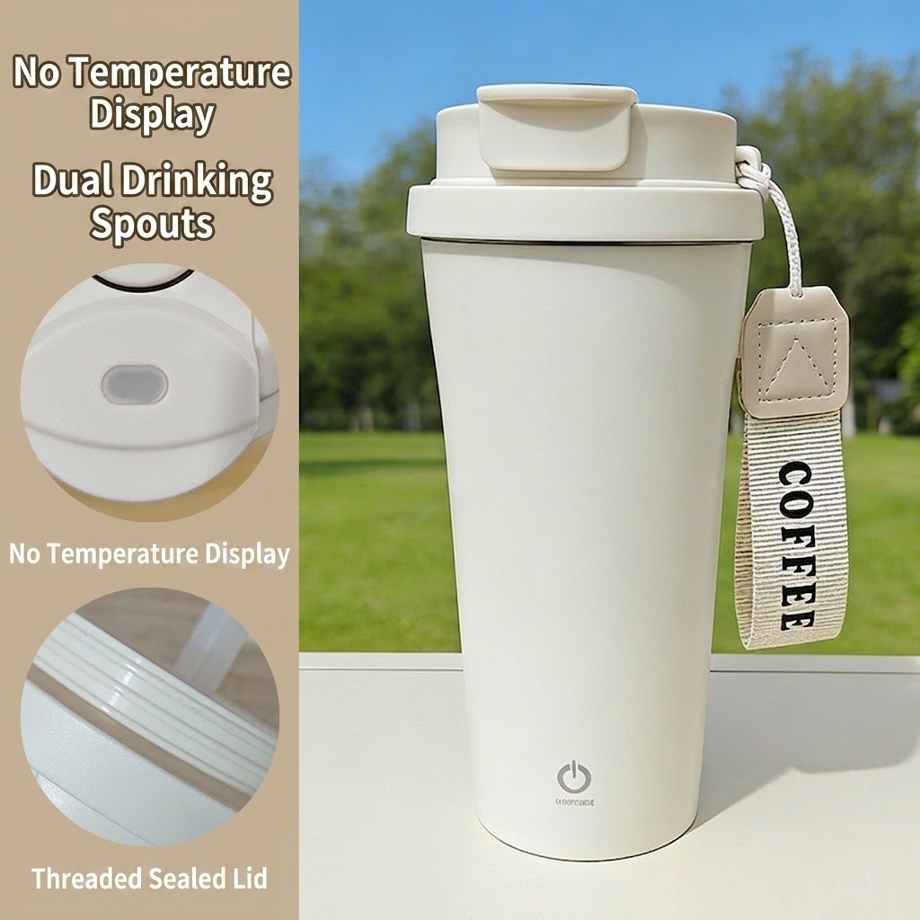 Automatischer 400-ml-Kaffeebecher mit Rührfunktion und intelligenter Temperaturanzeige, Edelstahl 304, wiederaufladbar über USB-C, 30 Tage Standby-Zeit