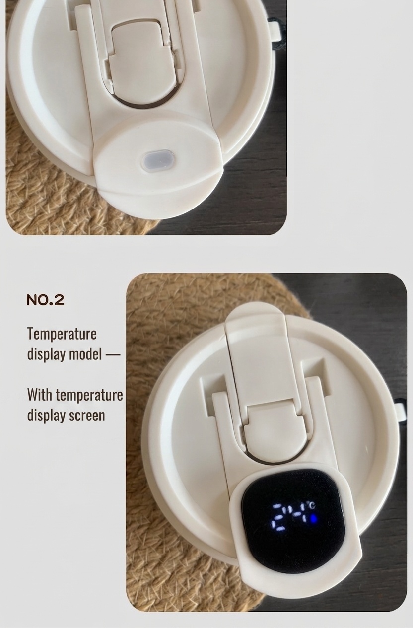 Automatischer 400-ml-Kaffeebecher mit Rührfunktion und intelligenter Temperaturanzeige, Edelstahl 304, wiederaufladbar über USB-C, 30 Tage Standby-Zeit