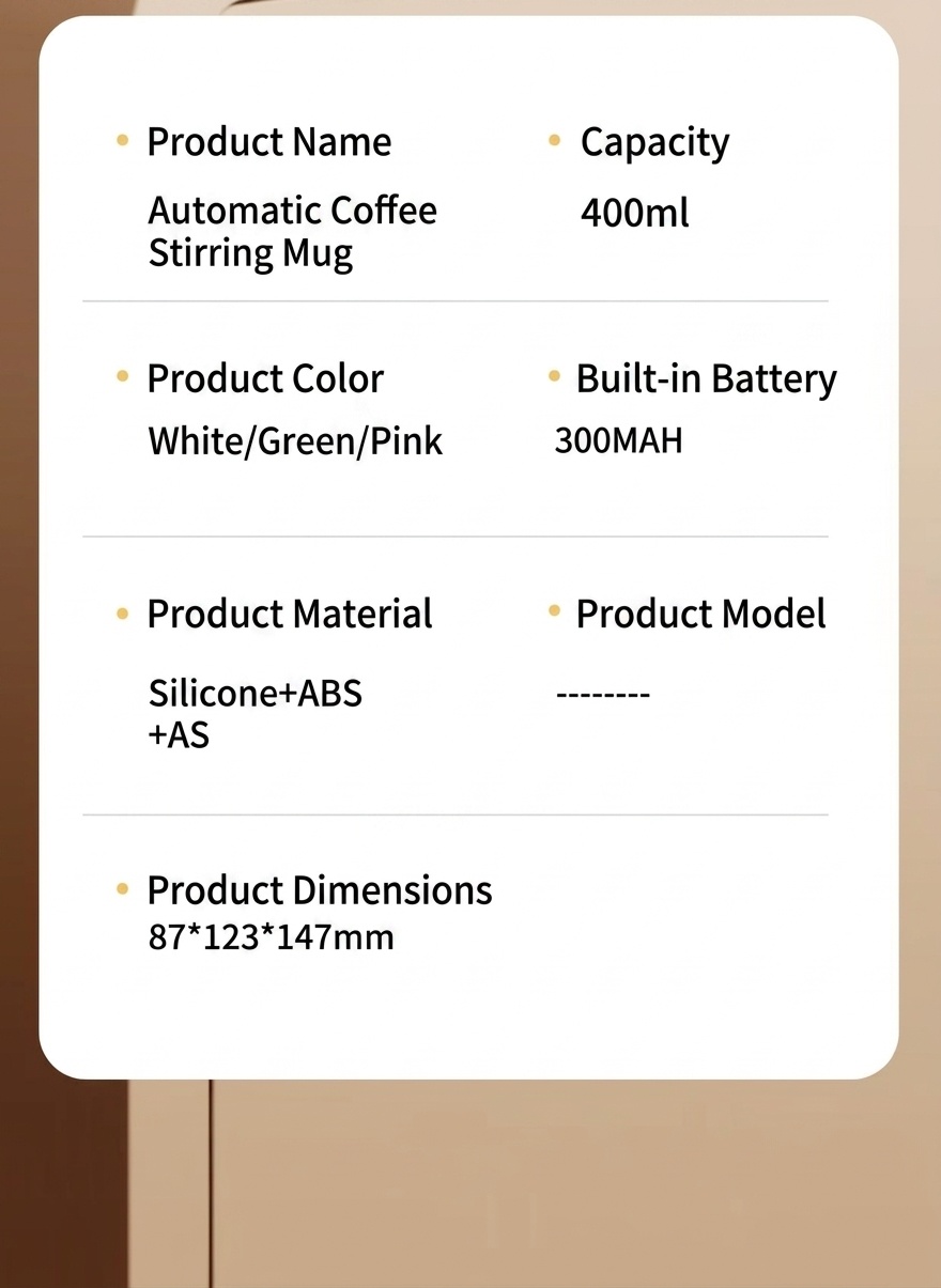 Intelligenter 400-ml-Kaffeebecher mit Selbstumrührfunktion, gut lesbarer Temperaturanzeige, magnetischem Rotor, Edelstahl 304, 300-mAh-Akku (USB-C-Ladefunktion)