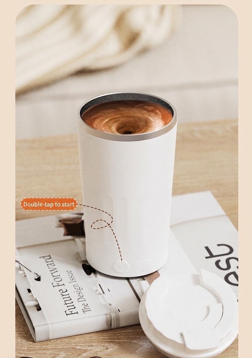 Automatic Self-Stirring Mug, 7000 RPM Portable Magnetic Coffee Cup, 304 Stainless Steel, Detachable Waterproof Design, 300mAh Type-C Rechargeable