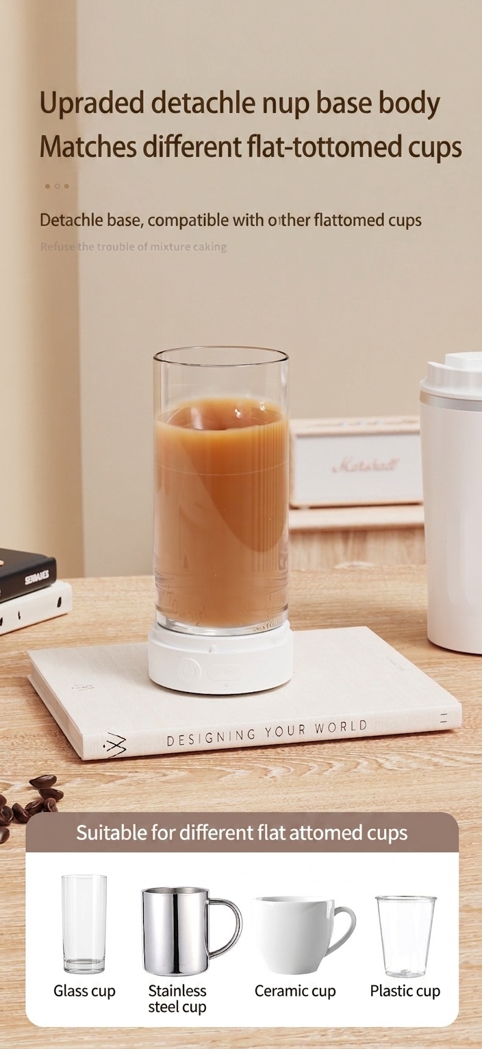 Automatic Self-Stirring Mug, 7000 RPM Portable Magnetic Coffee Cup, 304 Stainless Steel, Detachable Waterproof Design, 300mAh Type-C Rechargeable
