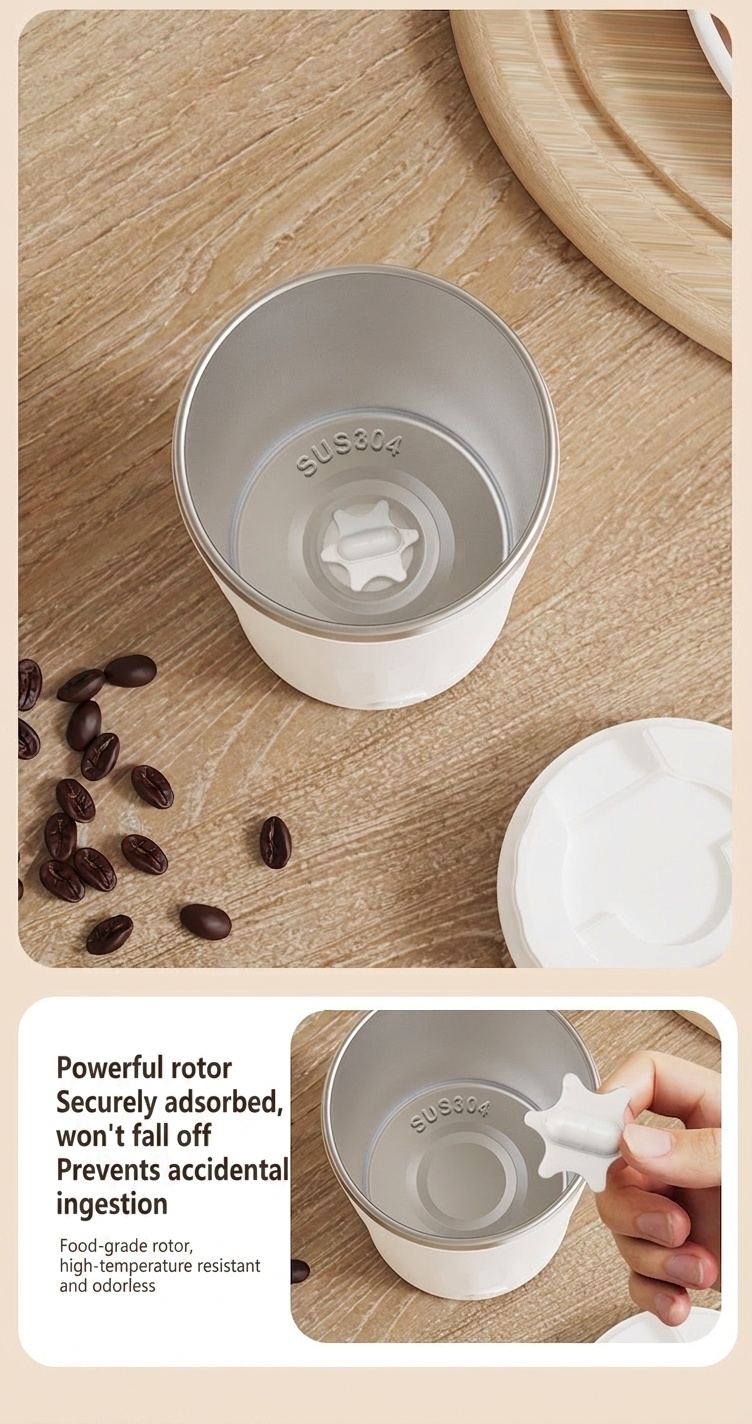 Automatic Self-Stirring Mug, 7000 RPM Portable Magnetic Coffee Cup, 304 Stainless Steel, Detachable Waterproof Design, 300mAh Type-C Rechargeable