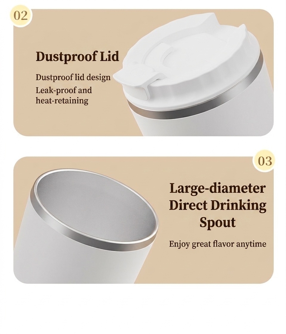 Automatic Self-Stirring Mug, 7000 RPM Portable Magnetic Coffee Cup, 304 Stainless Steel, Detachable Waterproof Design, 300mAh Type-C Rechargeable