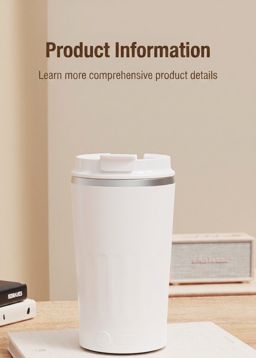 Automatic Self-Stirring Mug, 7000 RPM Portable Magnetic Coffee Cup, 304 Stainless Steel, Detachable Waterproof Design, 300mAh Type-C Rechargeable