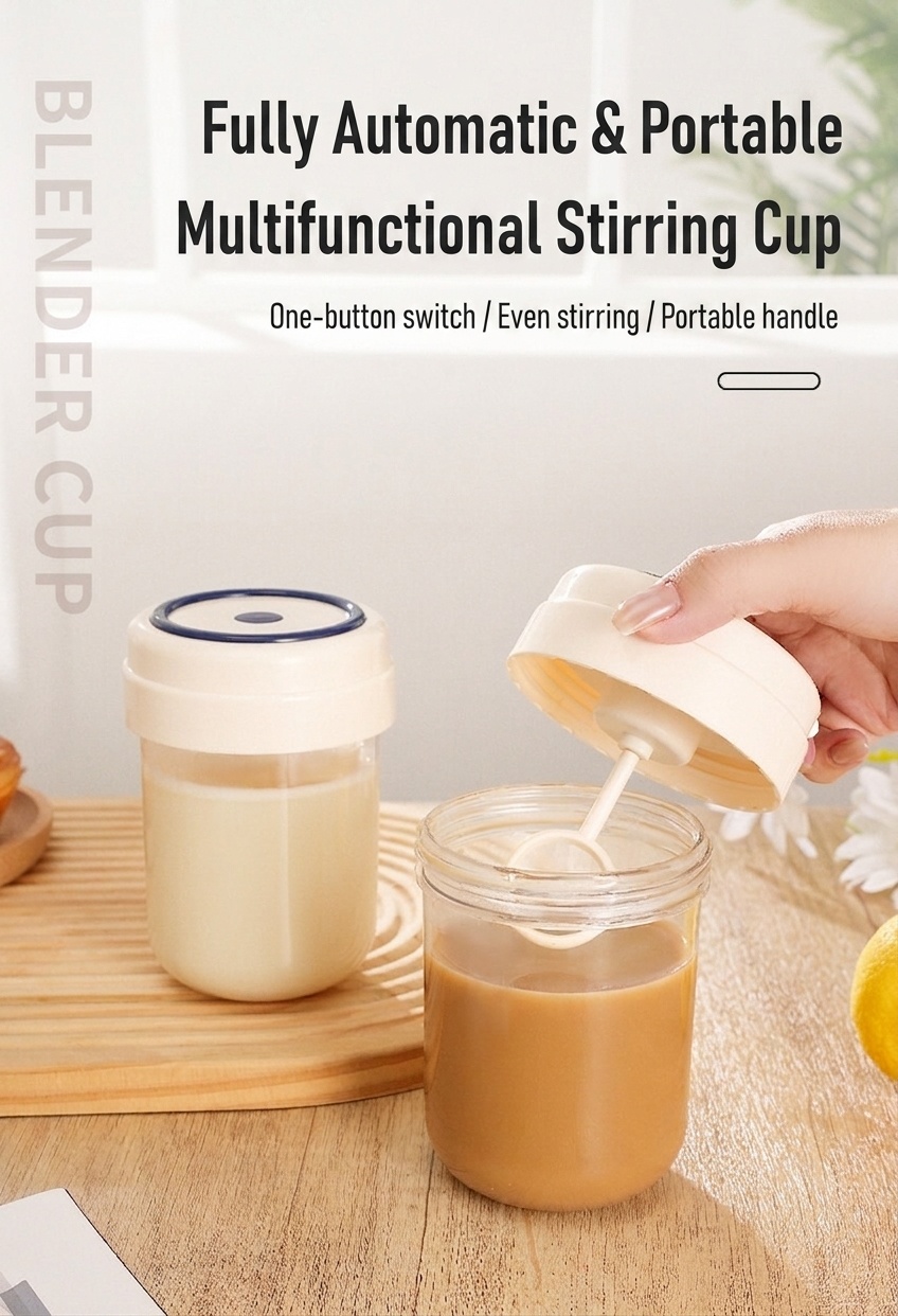 Automatischer, tragbarer Kaffeebecher mit Selbstumrührfunktion, batteriebetriebener elektrischer Mixbecher für Kaffee und Proteinshakes, auslaufsicheres und robustes PC-Material