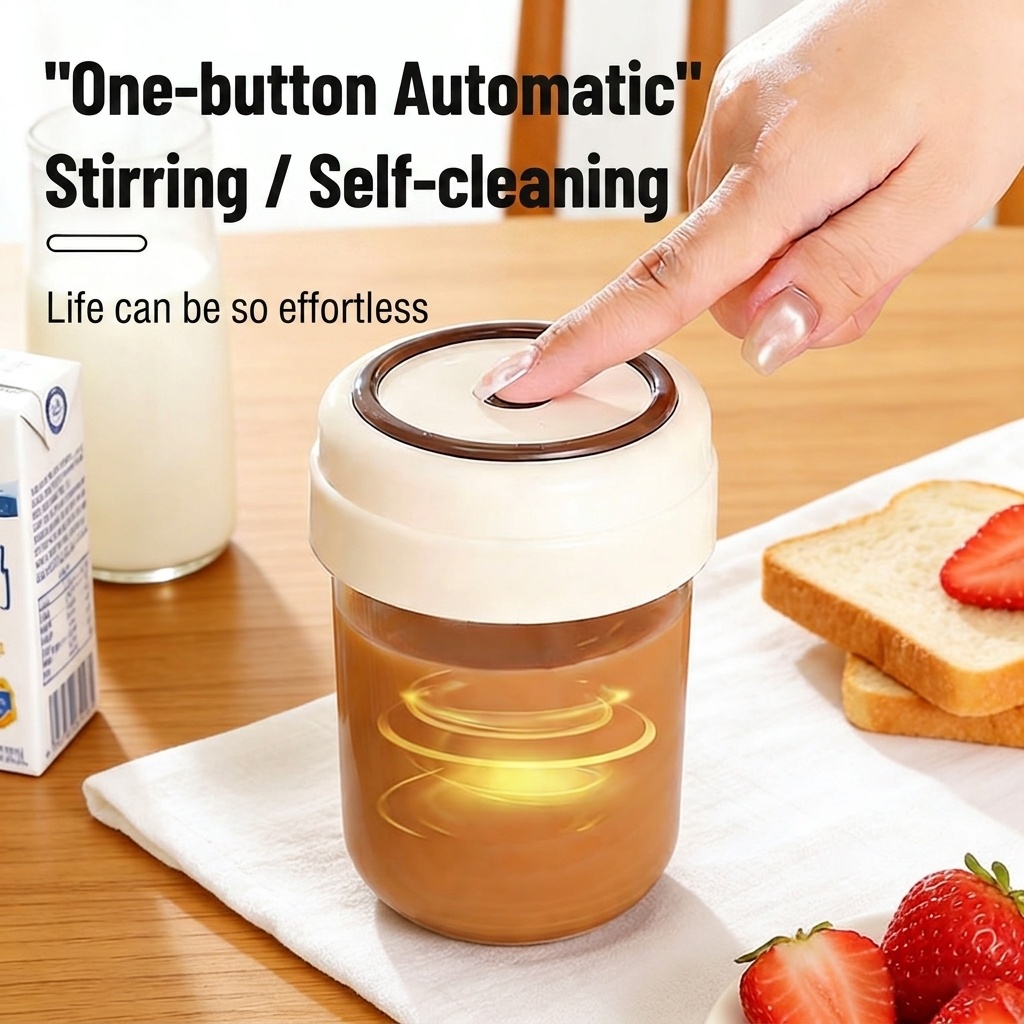 Automatischer, tragbarer Kaffeebecher mit Selbstumrührfunktion, batteriebetriebener elektrischer Mixbecher für Kaffee und Proteinshakes, auslaufsicheres und robustes PC-Material