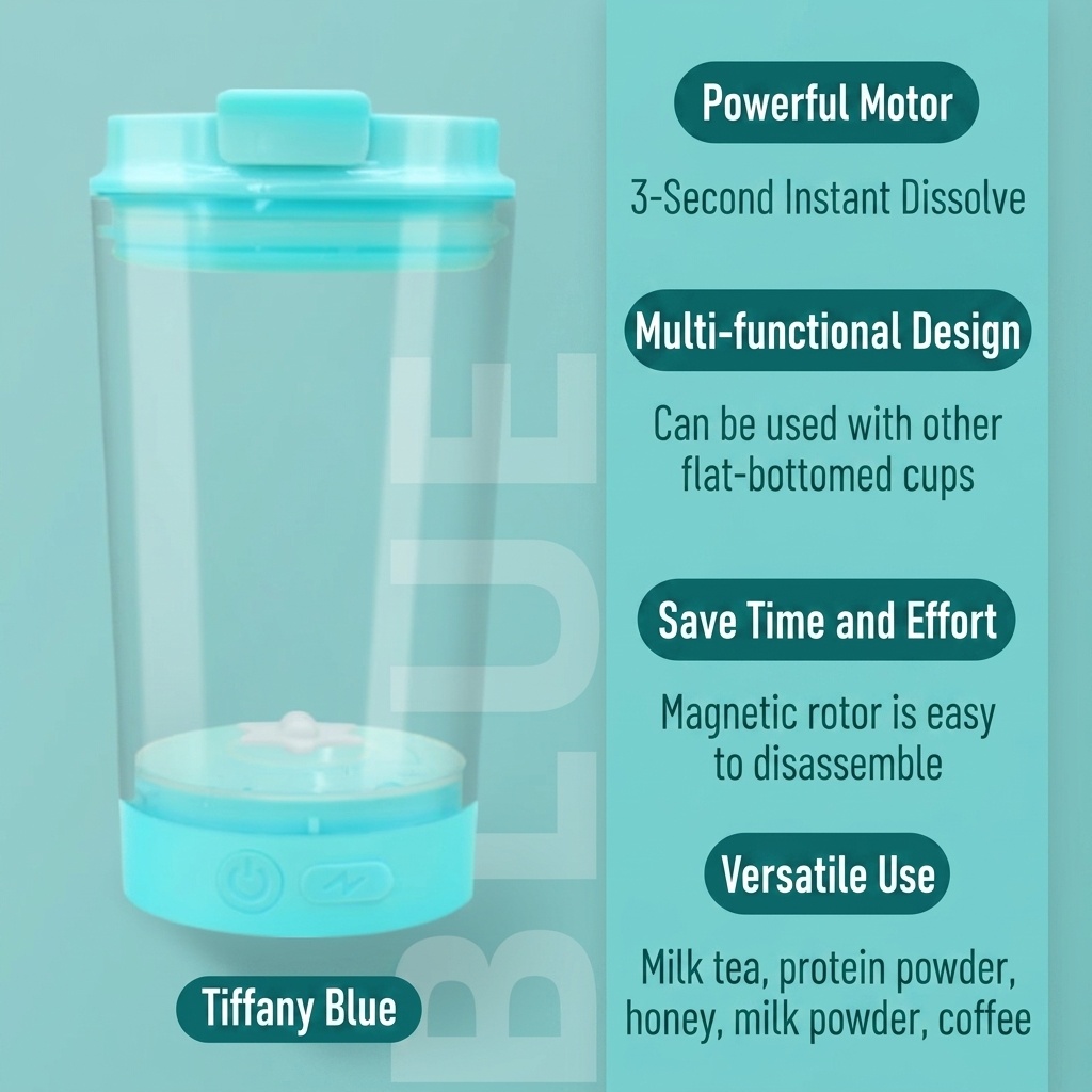 Automatischer, selbstumrührender Kaffeebecher, tragbarer, per USB aufladbarer Magnetbecher zum automatischen Mischen von Kaffee und Proteinshakes, abnehmbarer Boden, USB-C-Ladeanschluss