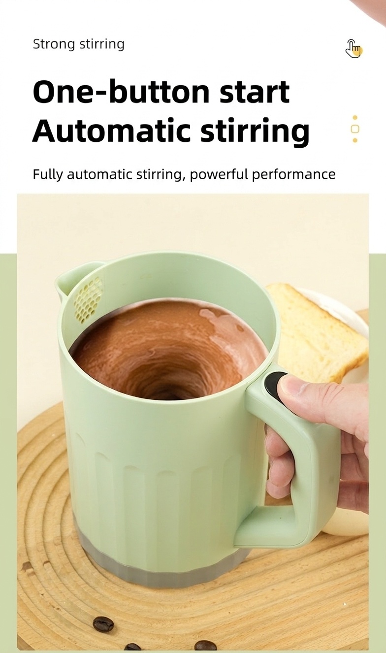 Elektrischer 1-Liter-Mixbecher und Reiskocher, automatischer Rühr- und Schneebesen, lebensmittelechtes ABS, 1200-mAh-Akku, wiederaufladbares Mehrzweck-Küchengerät