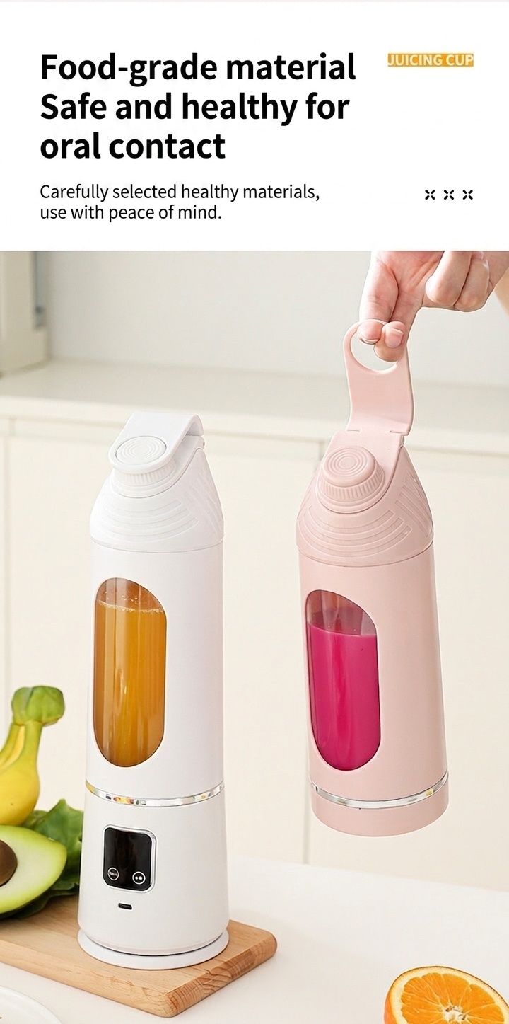 Tragbarer, per USB aufladbarer Mixer, Mini-Entsafterbecher mit 6-Klingen-Edelstahlklinge, 2500-mAh-Akku für 15 Mixvorgänge, Typ-C-Ladeanschluss für Smoothies