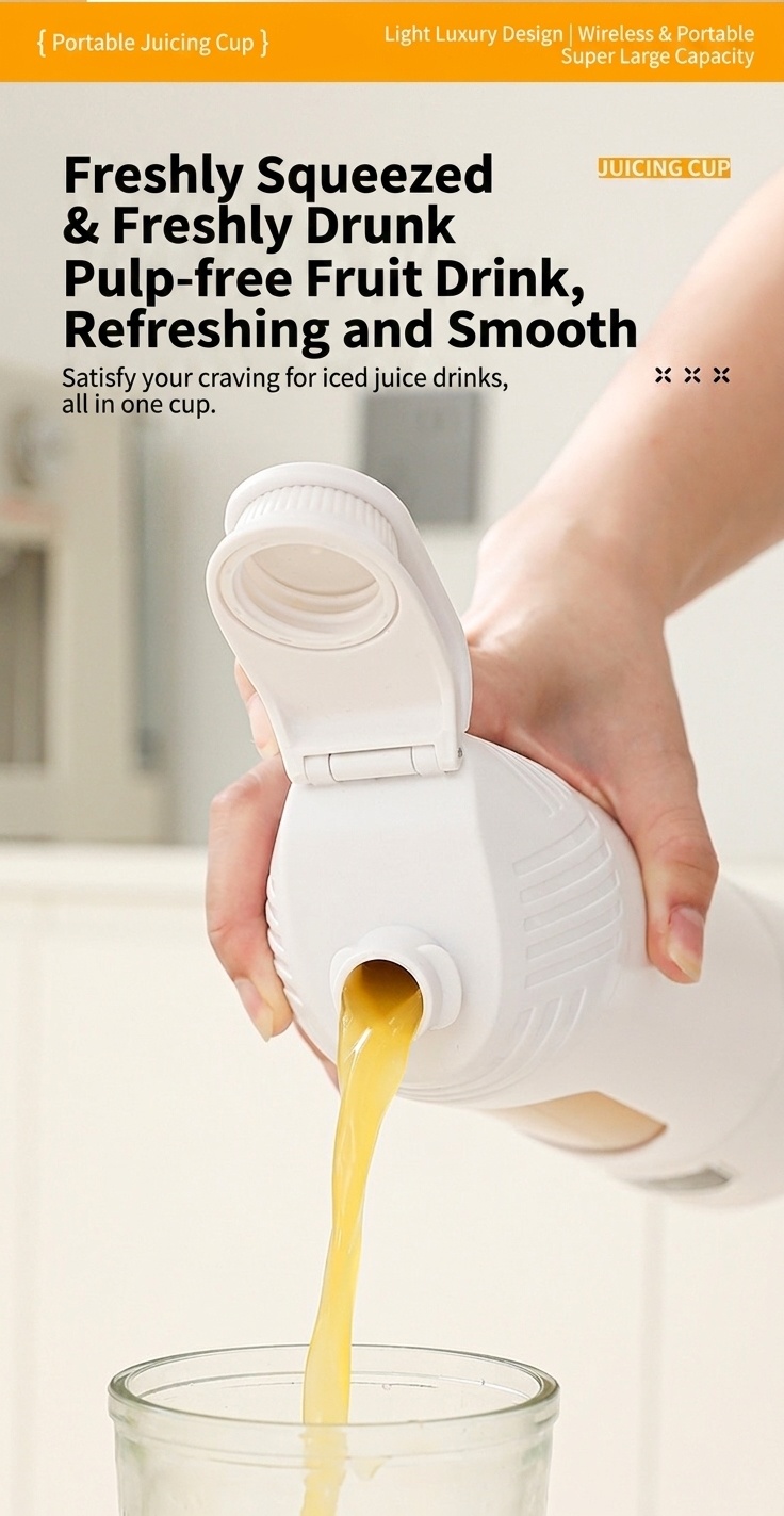 Tragbarer, per USB aufladbarer Mixer, Mini-Entsafterbecher mit 6-Klingen-Edelstahlklinge, 2500-mAh-Akku für 15 Mixvorgänge, Typ-C-Ladeanschluss für Smoothies