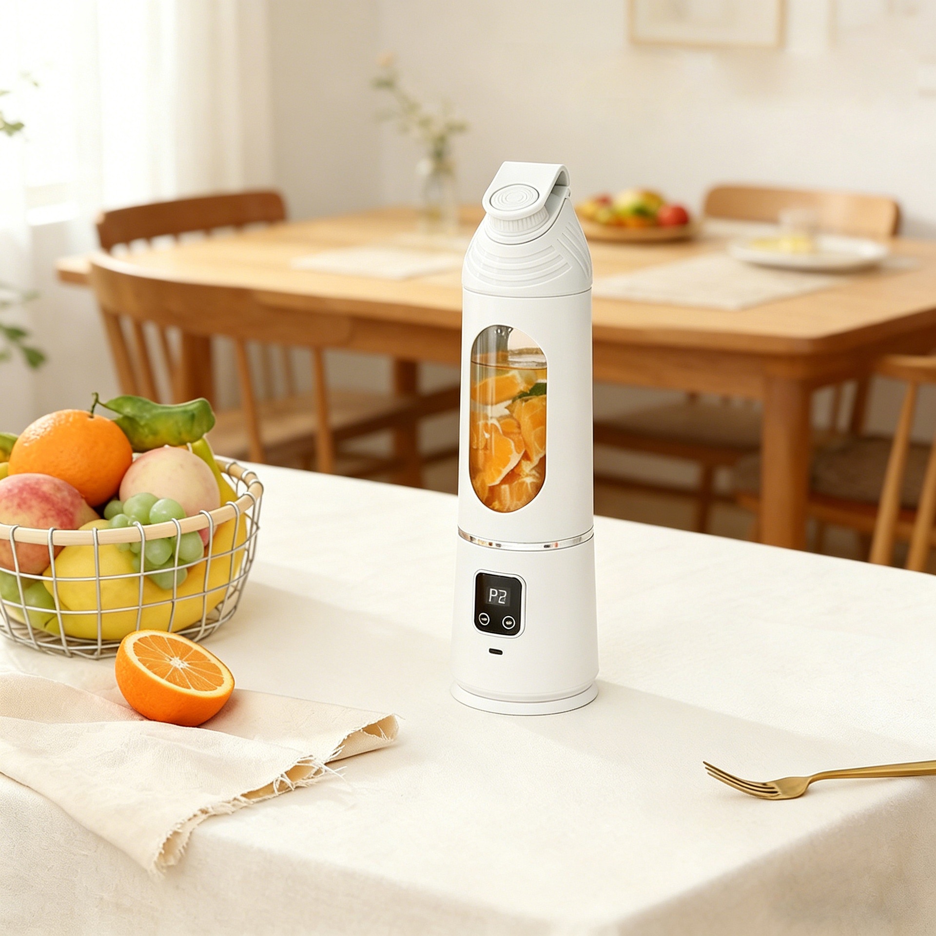 Tragbarer, per USB aufladbarer Mixer, Mini-Entsafterbecher mit 6-Klingen-Edelstahlklinge, 2500-mAh-Akku für 15 Mixvorgänge, Typ-C-Ladeanschluss für Smoothies