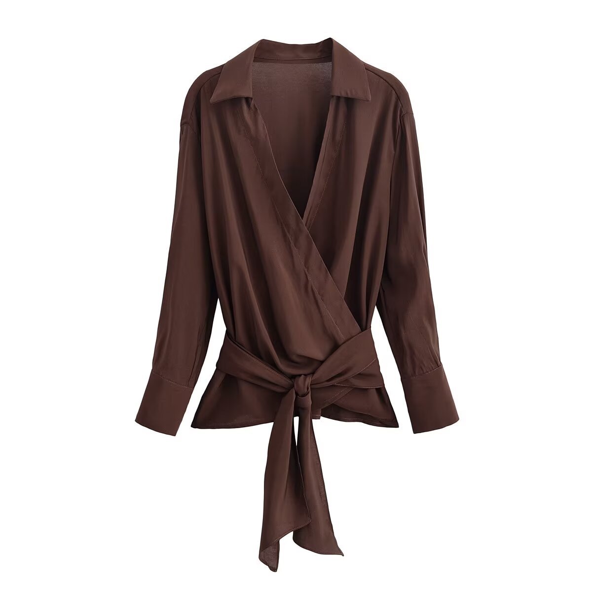 Striped Tie-Waist Blouse - European Style KUN-00112