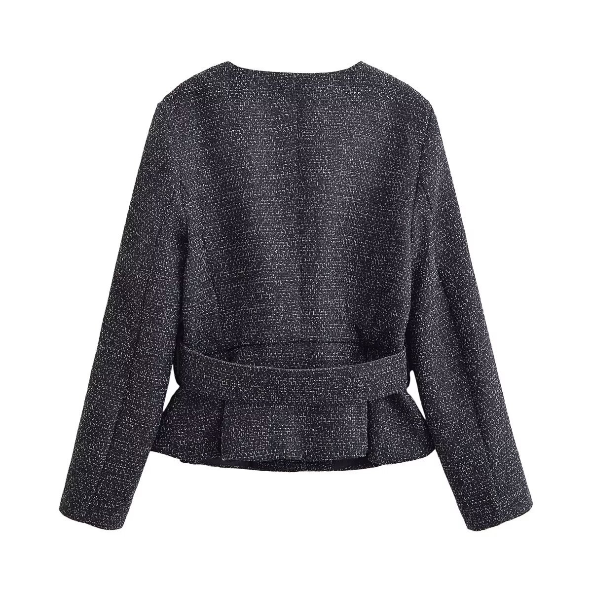 Ensemble blazer et jupe en tweed - Chic noir et blanc KUN-00105