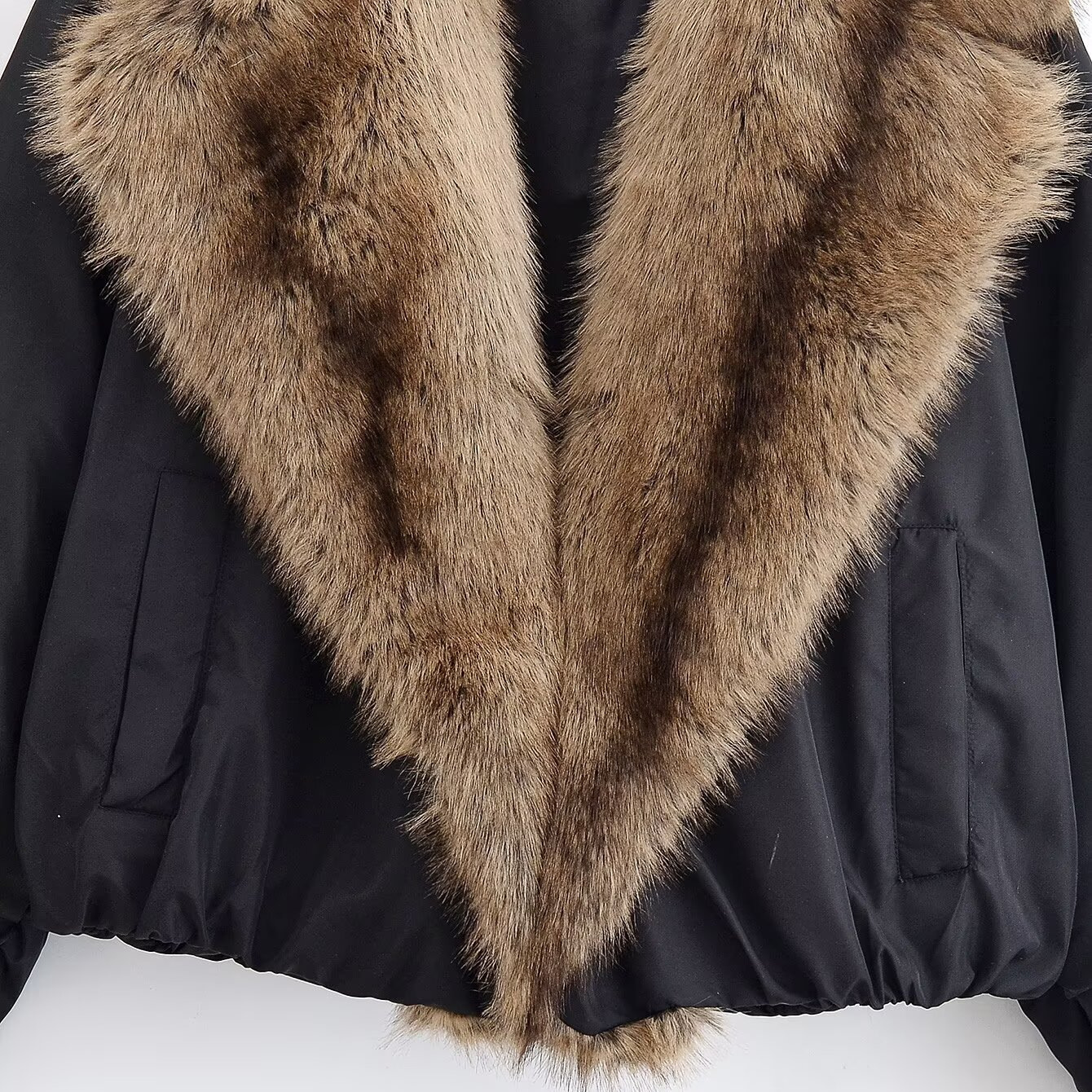 Women's Stylish Casual Faux Fur Collar Jacket KUN-00215