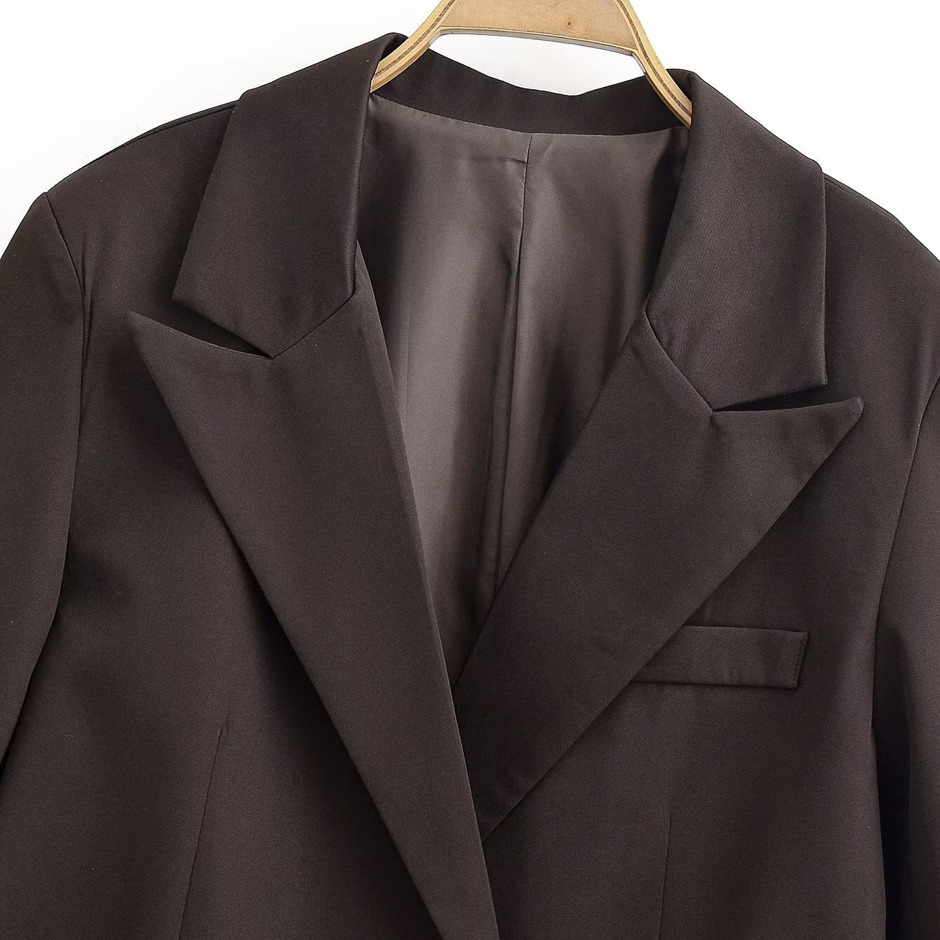 Blazer Dames Stijlvol Bruin Gestructureerd Pakjasje KUN-00040