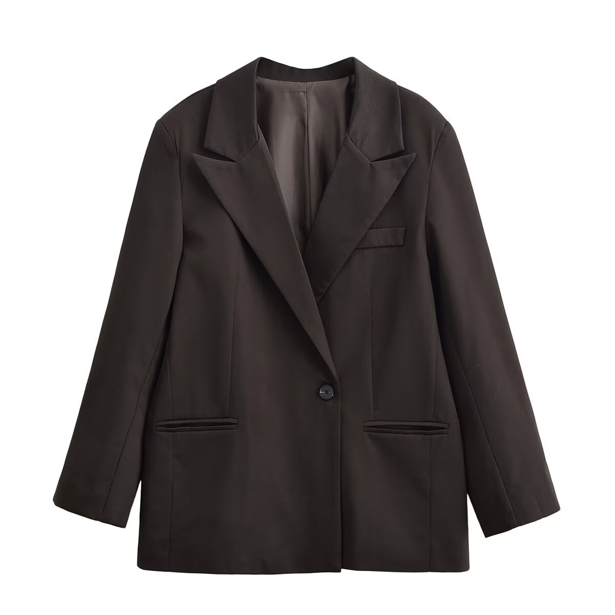 Blazer Dames Stijlvol Bruin Gestructureerd Pakjasje KUN-00040