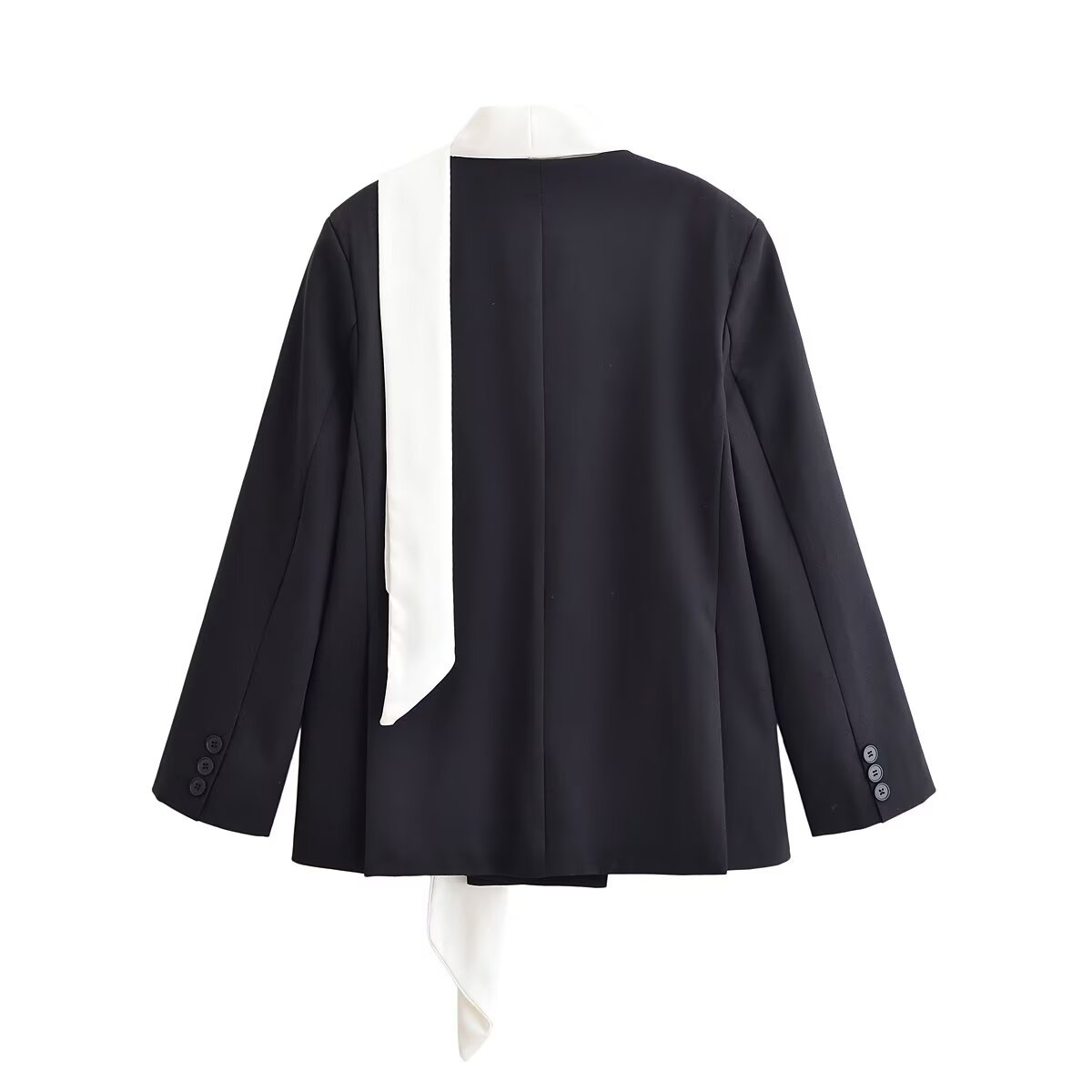 Chaqueta blazer para mujer con diseño de bufanda y bloques de color KUN-00037