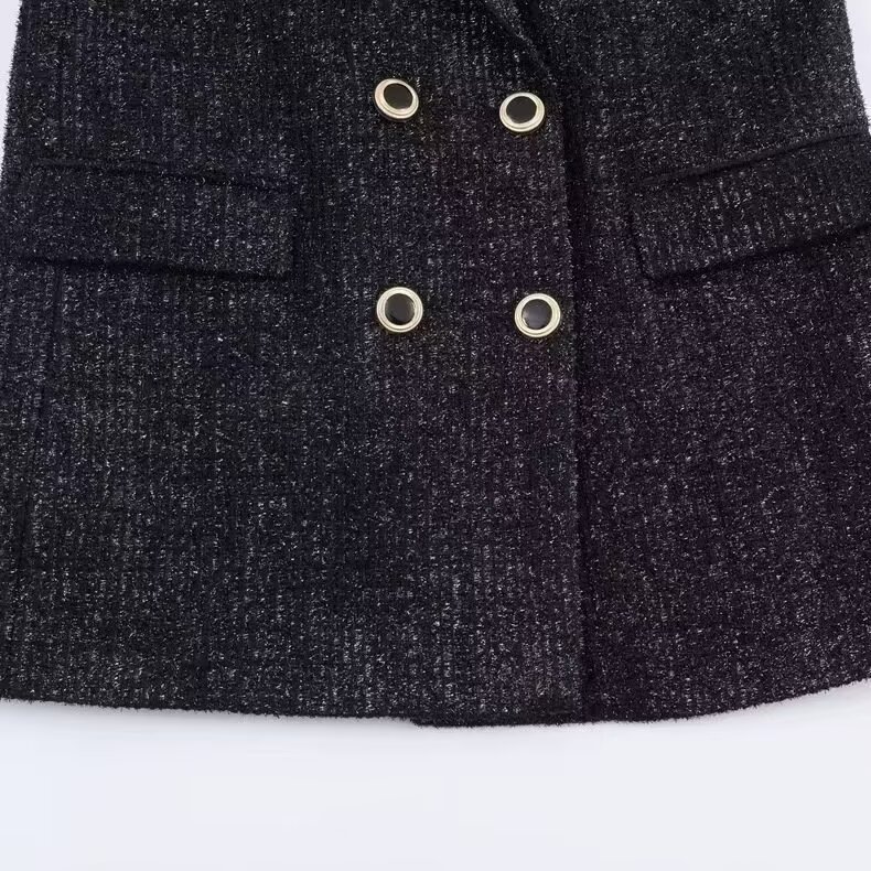 Tweed Blazer - Women's Chic European Style Collared Jacket KUN-00038