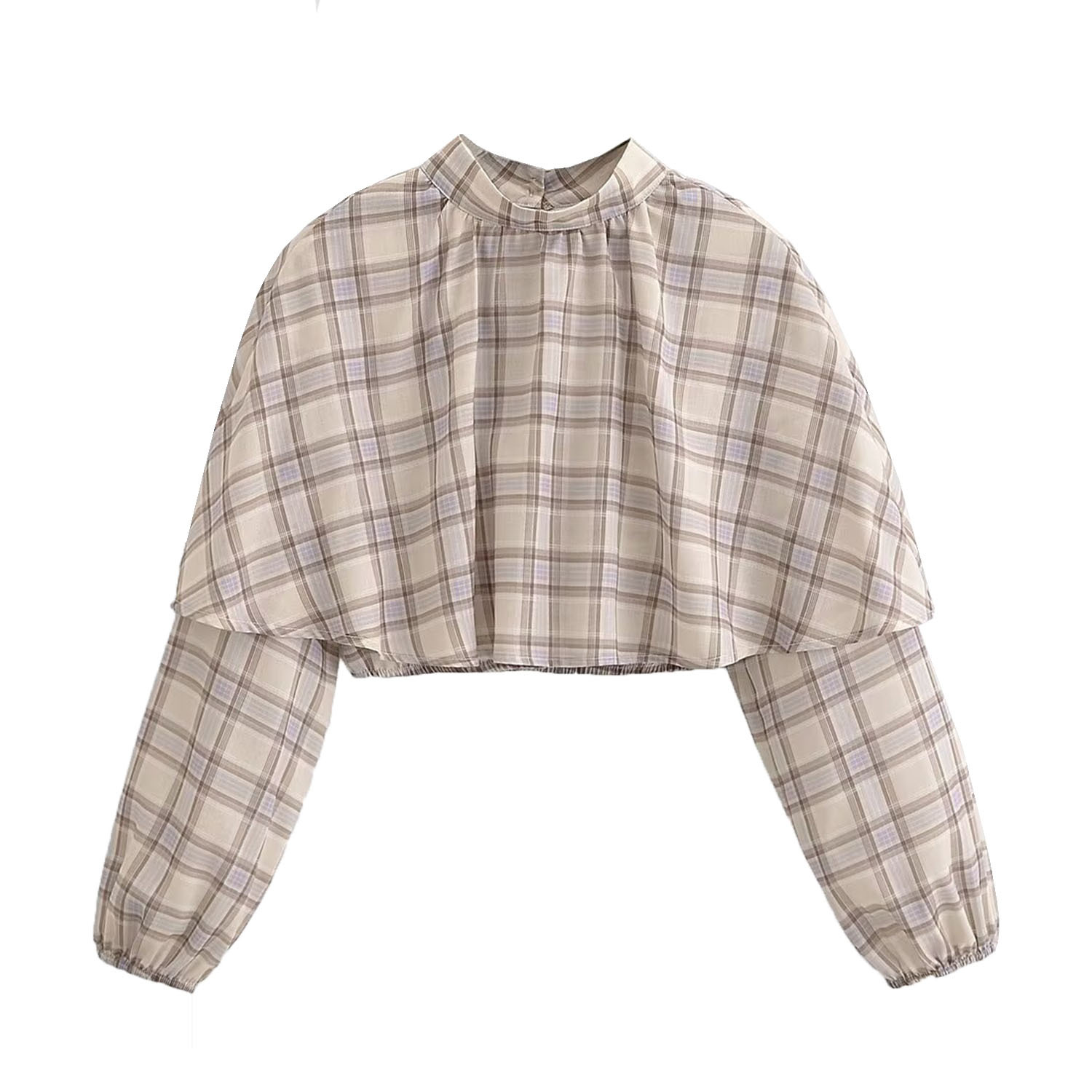 Women's Plaid Layered Top - Trendy Chic KUN-00034