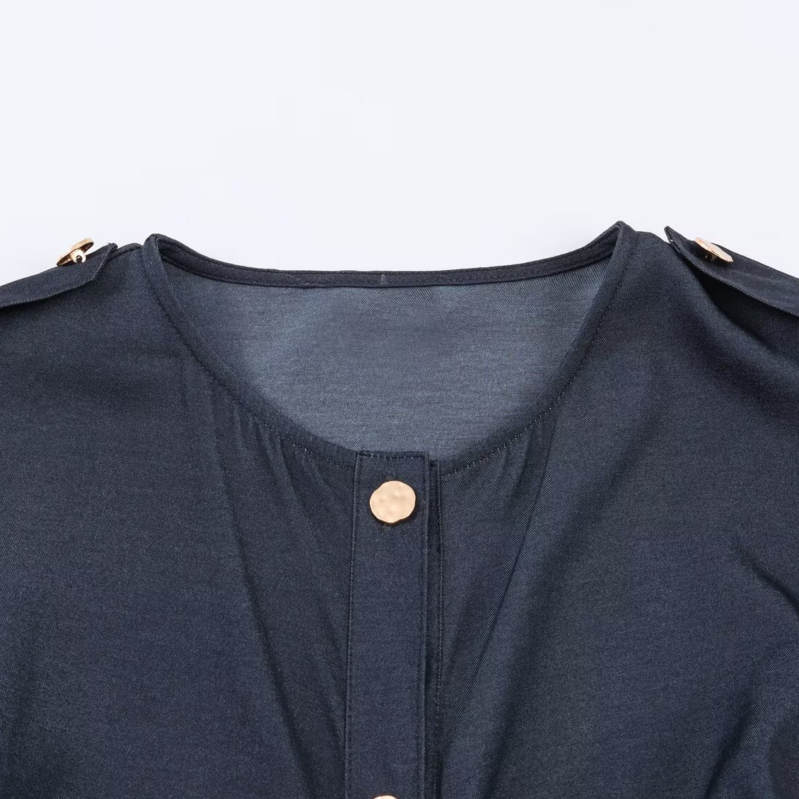 Vestido midi de mezclilla de corte ajustado informal KUN-00123