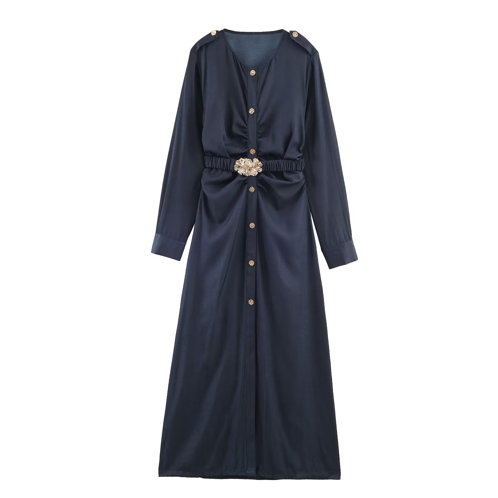 Vestido midi de mezclilla de corte ajustado informal KUN-00123