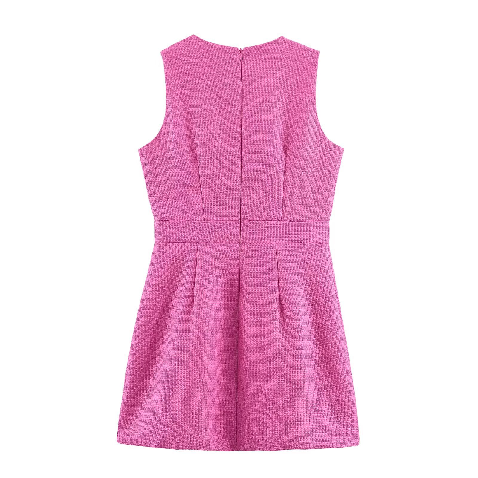 Tweed Sleeveless Dress Elegant Chic KUN-00055