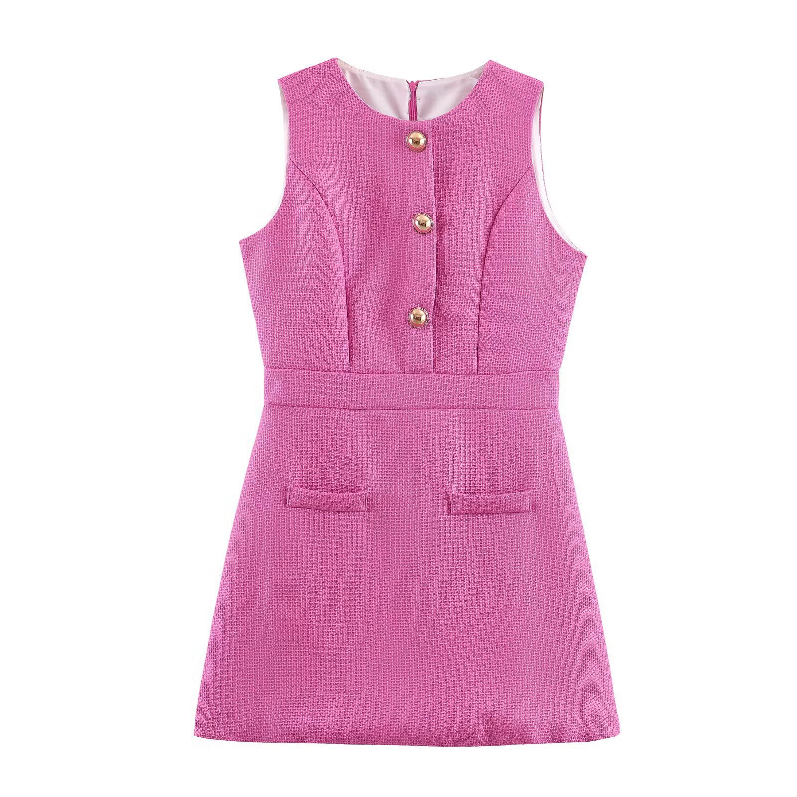 Tweed Sleeveless Dress Elegant Chic KUN-00055