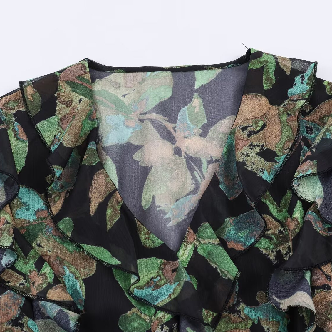 Vestido de manga larga con estampado floral para mujer, clásico, informal y elegante, KUN-00017