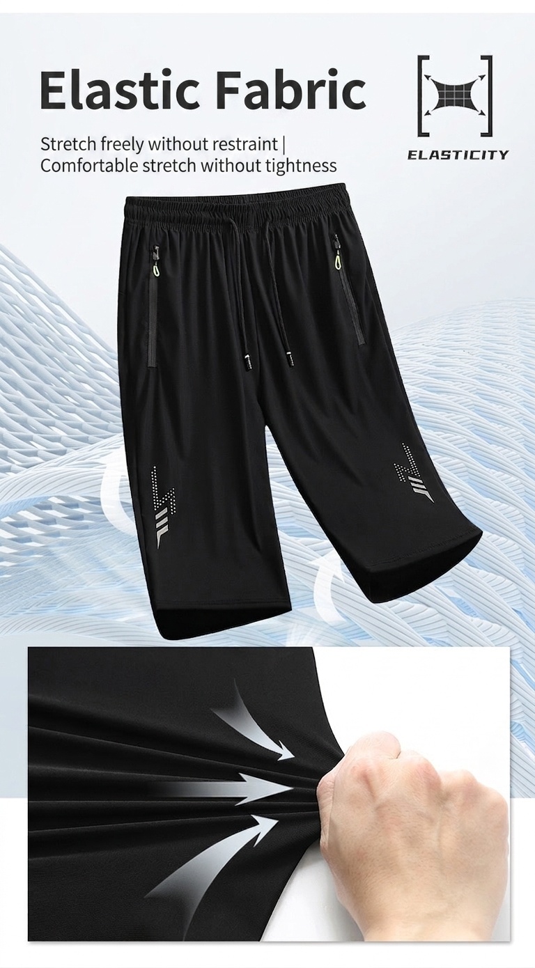 Sportliche Herren-Caprishorts mit Reißverschlusstaschen