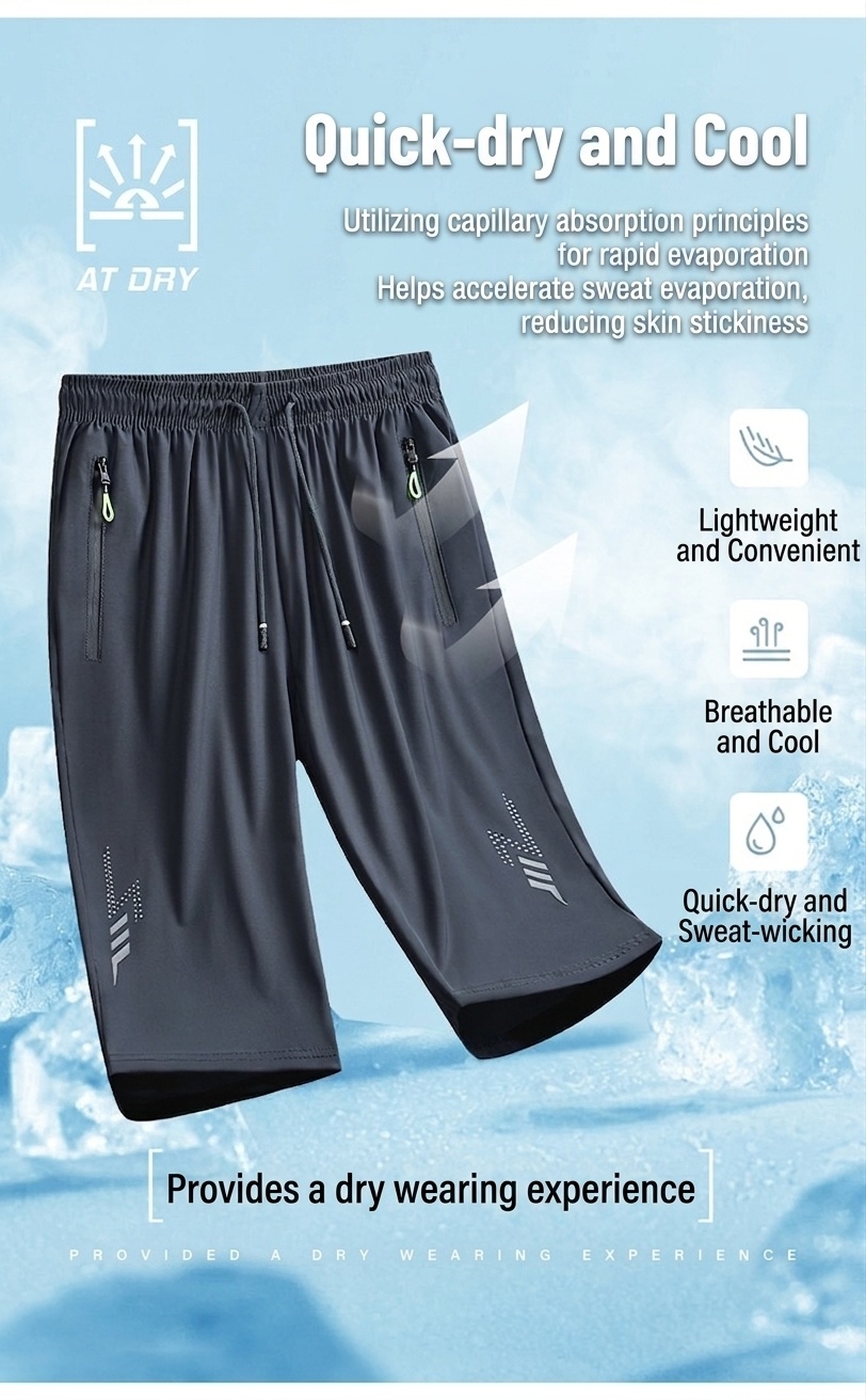 Sportliche Herren-Caprishorts mit Reißverschlusstaschen