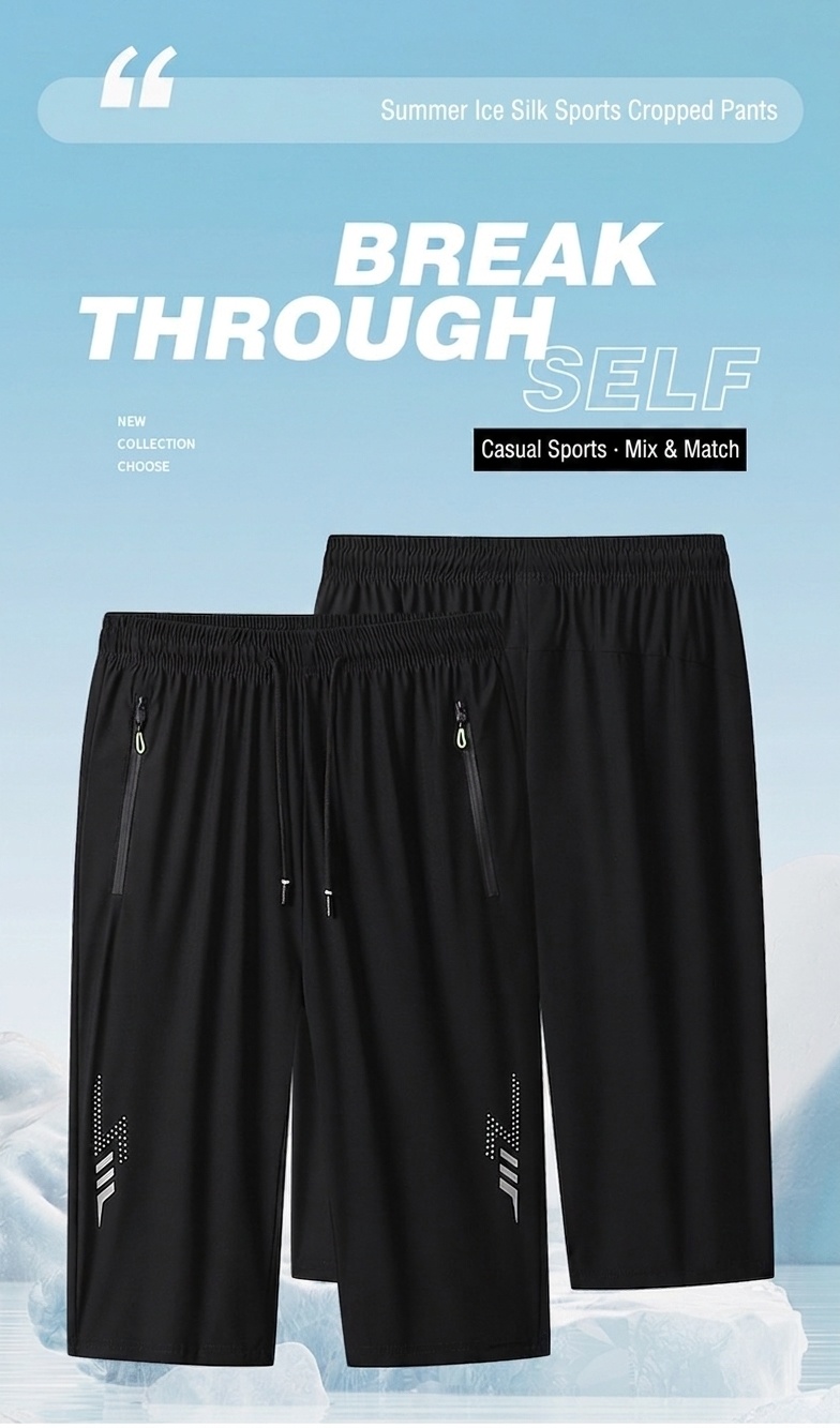 Sportliche Herren-Caprishorts mit Reißverschlusstaschen