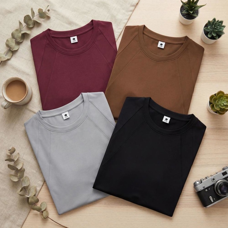 Men's Casual Raglan Style Crew Neck T-Shirt